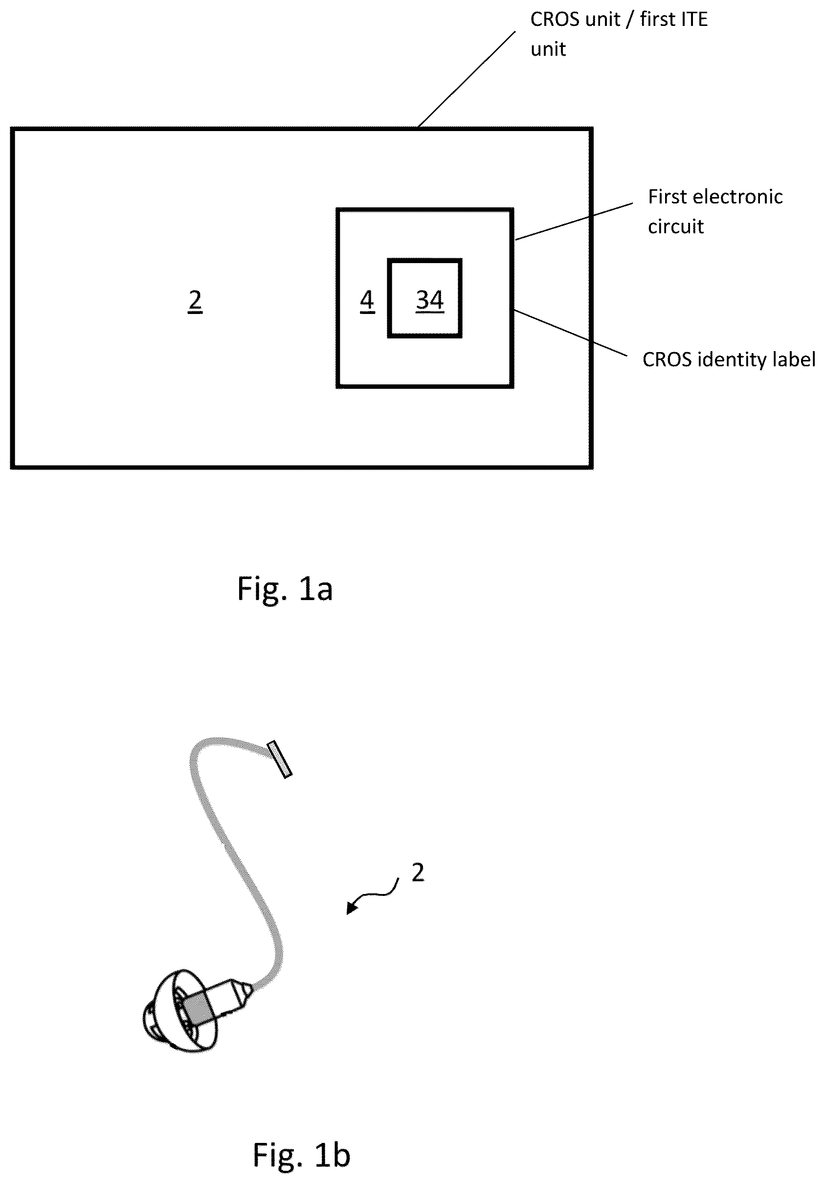 Patent US12108217 — CROS unit for a CROS hearing device system — Figure 1