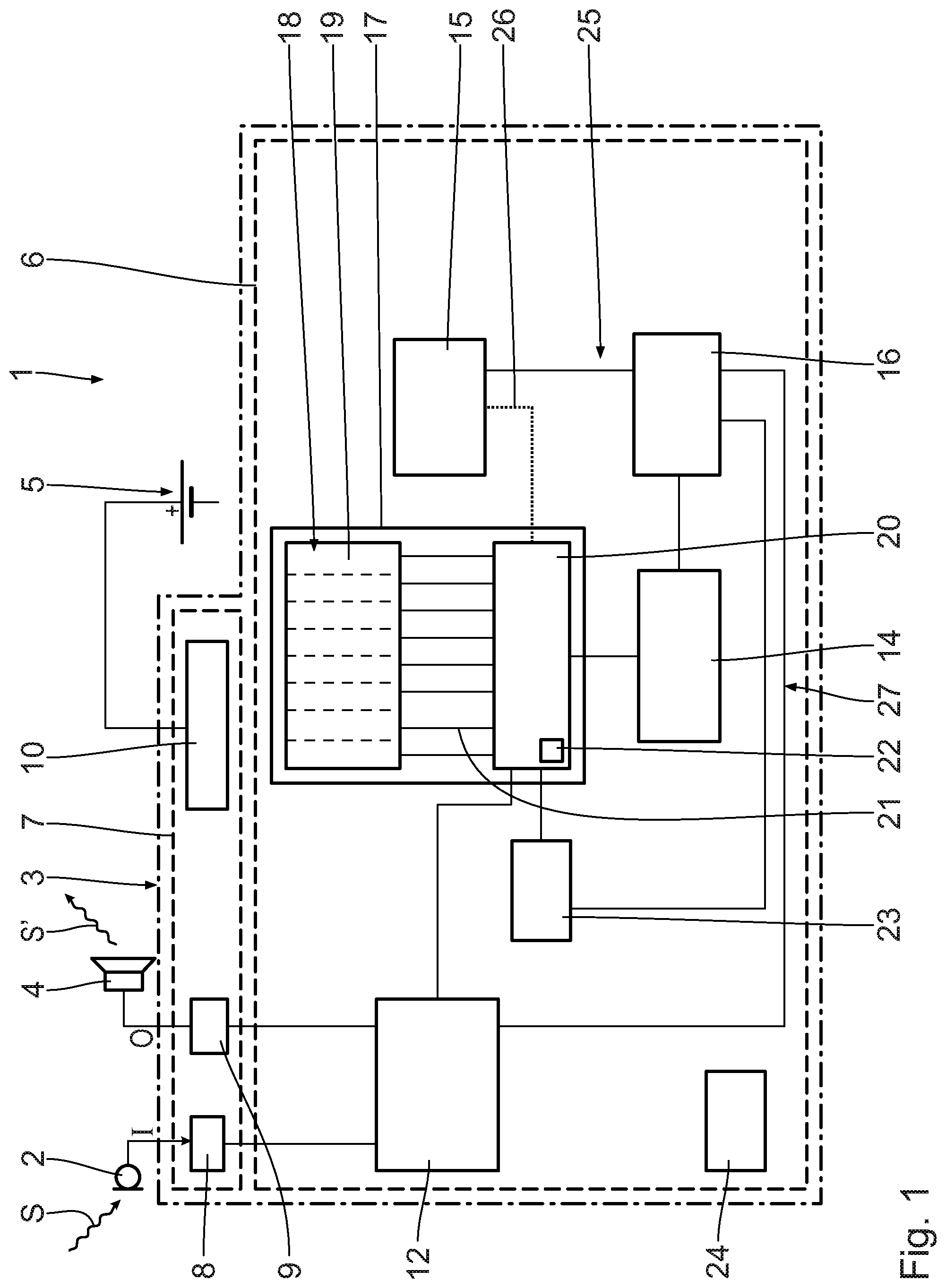 Patent US12108219 — Processing chip for processing audio signals using at least one deep neural network in a hearing device — Figure 1