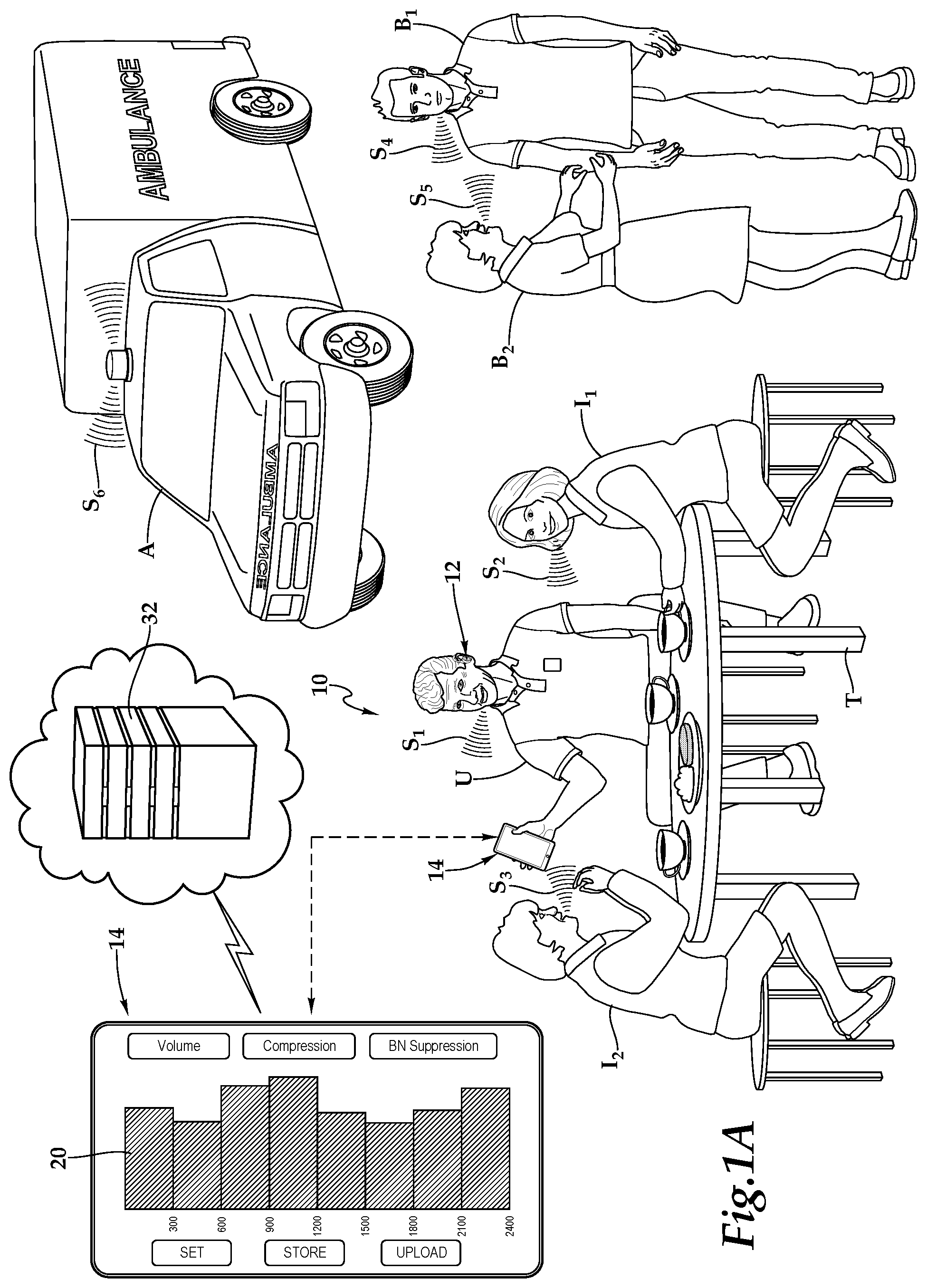 Patent US12108220 — System for aiding hearing and method for use of same — Figure 1