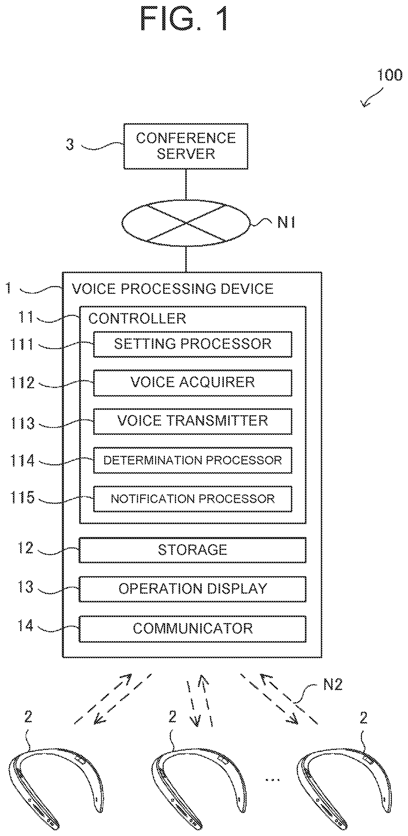 Patent US12108228 — Voice processing system and voice processing method — Figure 1