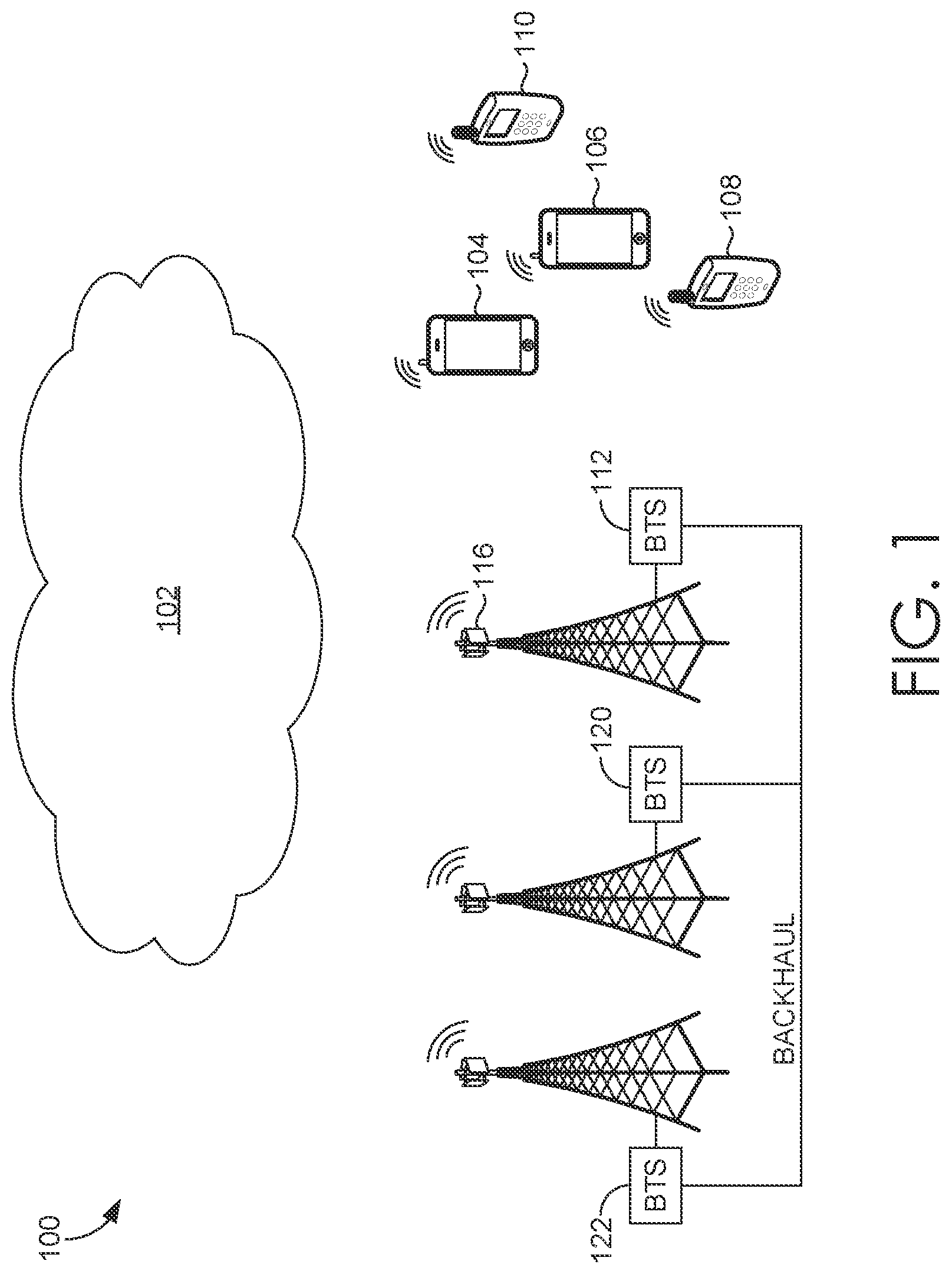 Patent US12108378 — Dynamic cell shaping using load information on transmitted beam patterns — Figure 1