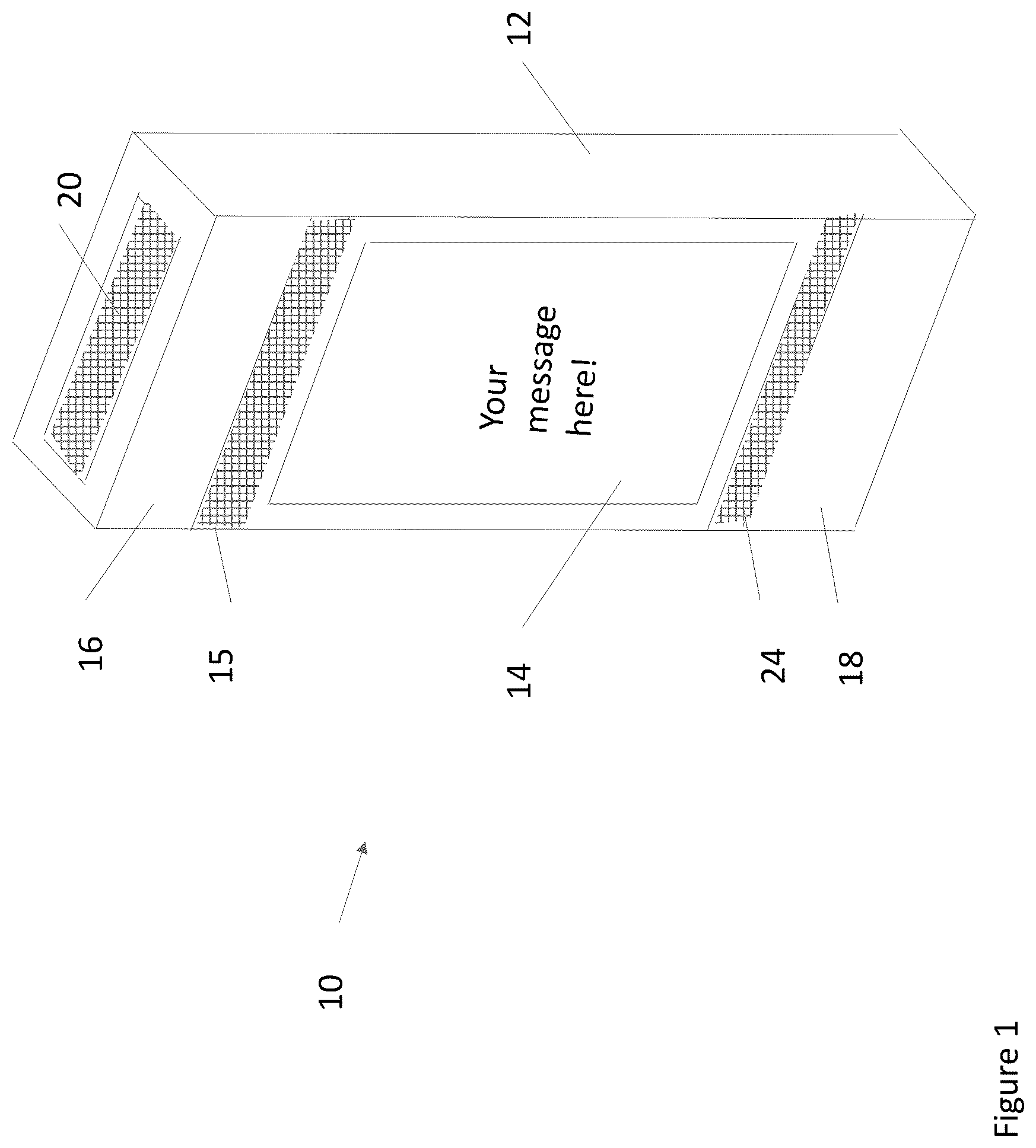 Patent US12108546 — Electronic display assembly with fabric panel communications box — Figure 1