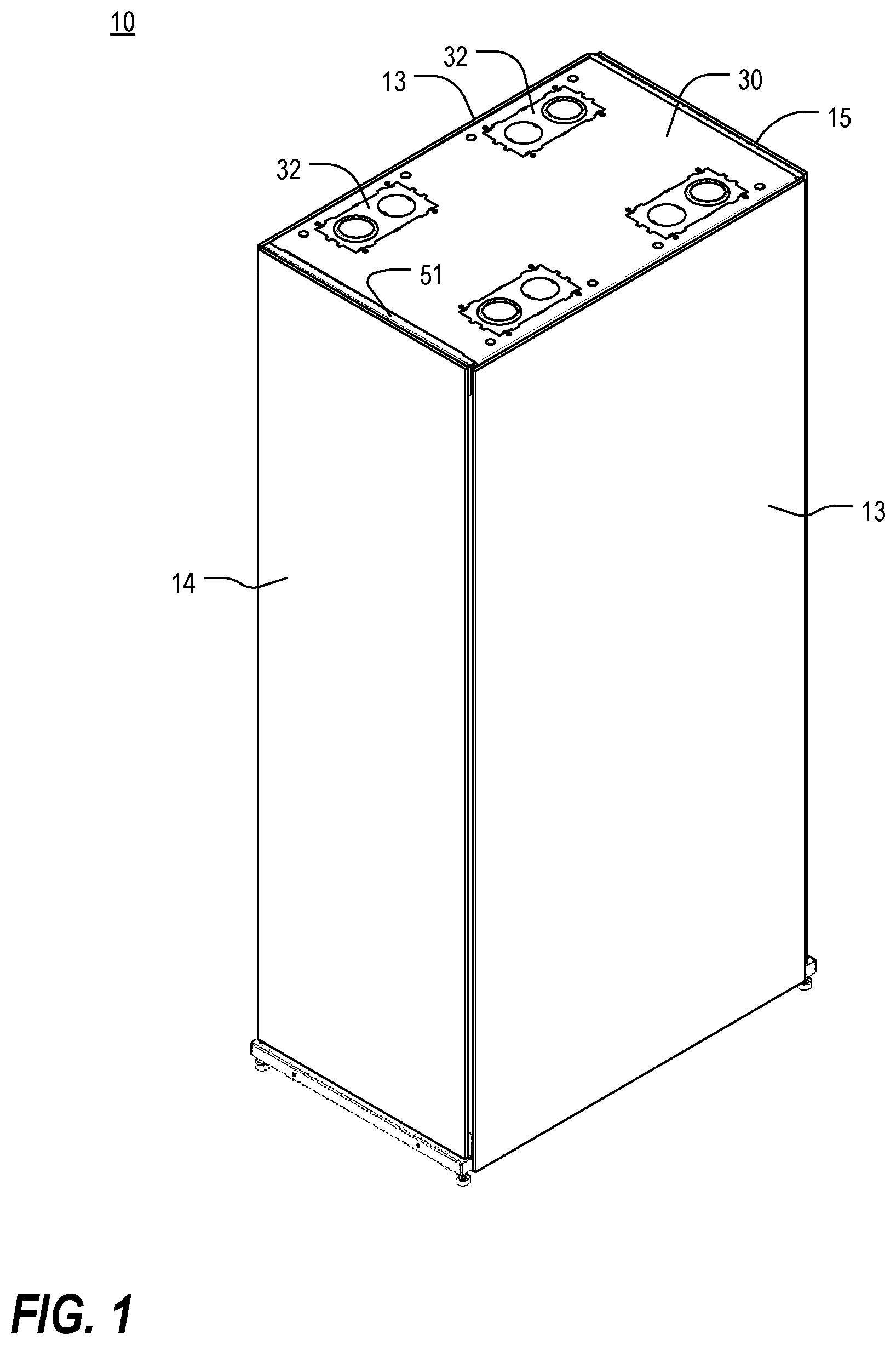 Patent US12108553 — Cable pass-through panel for electronic equipment enclosure — Figure 1