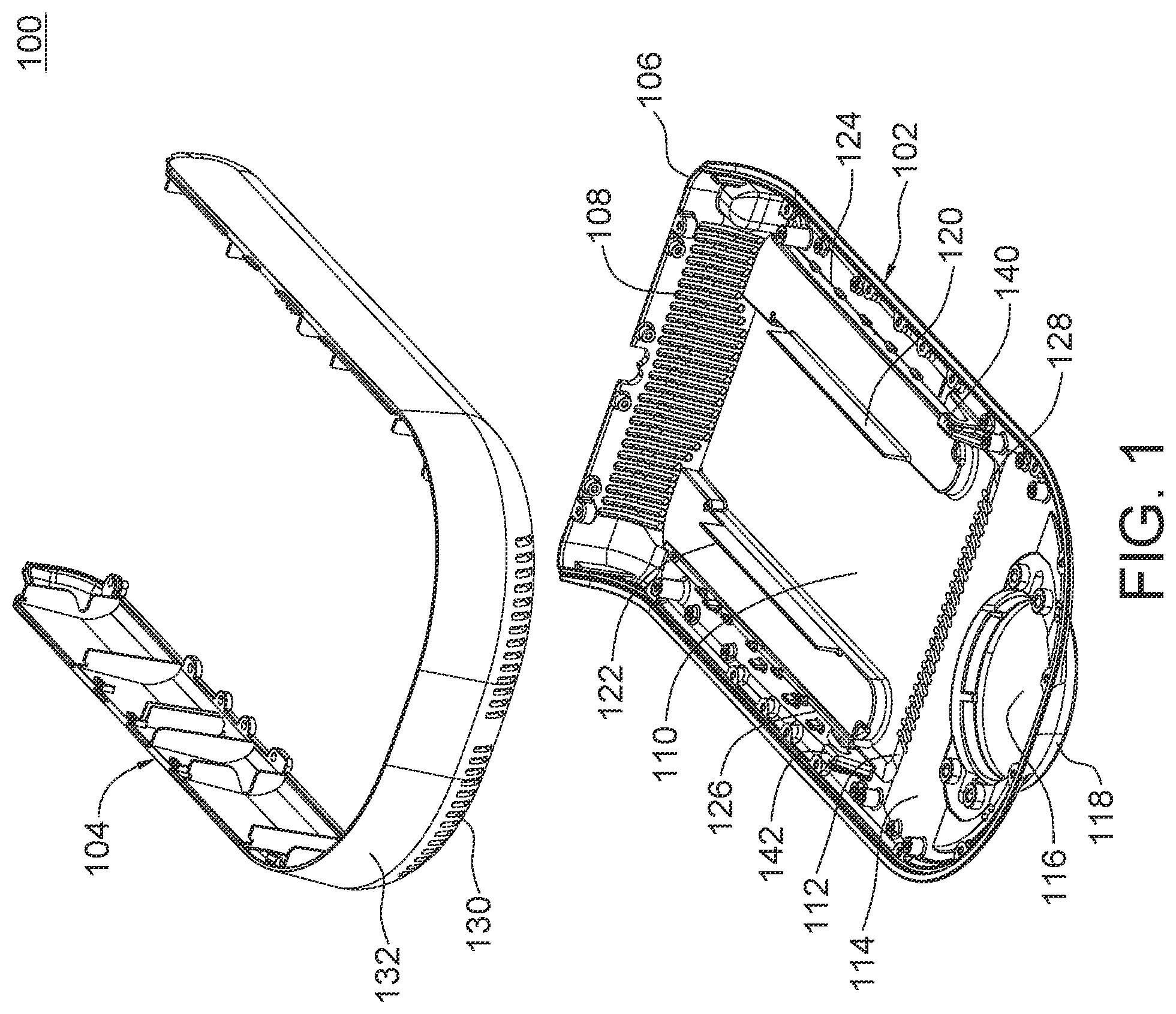 Patent US12108581 — Multi-chambered shield enclosure for vertically stacked module arrangement and electronic apparatus incorporating same — Figure 1