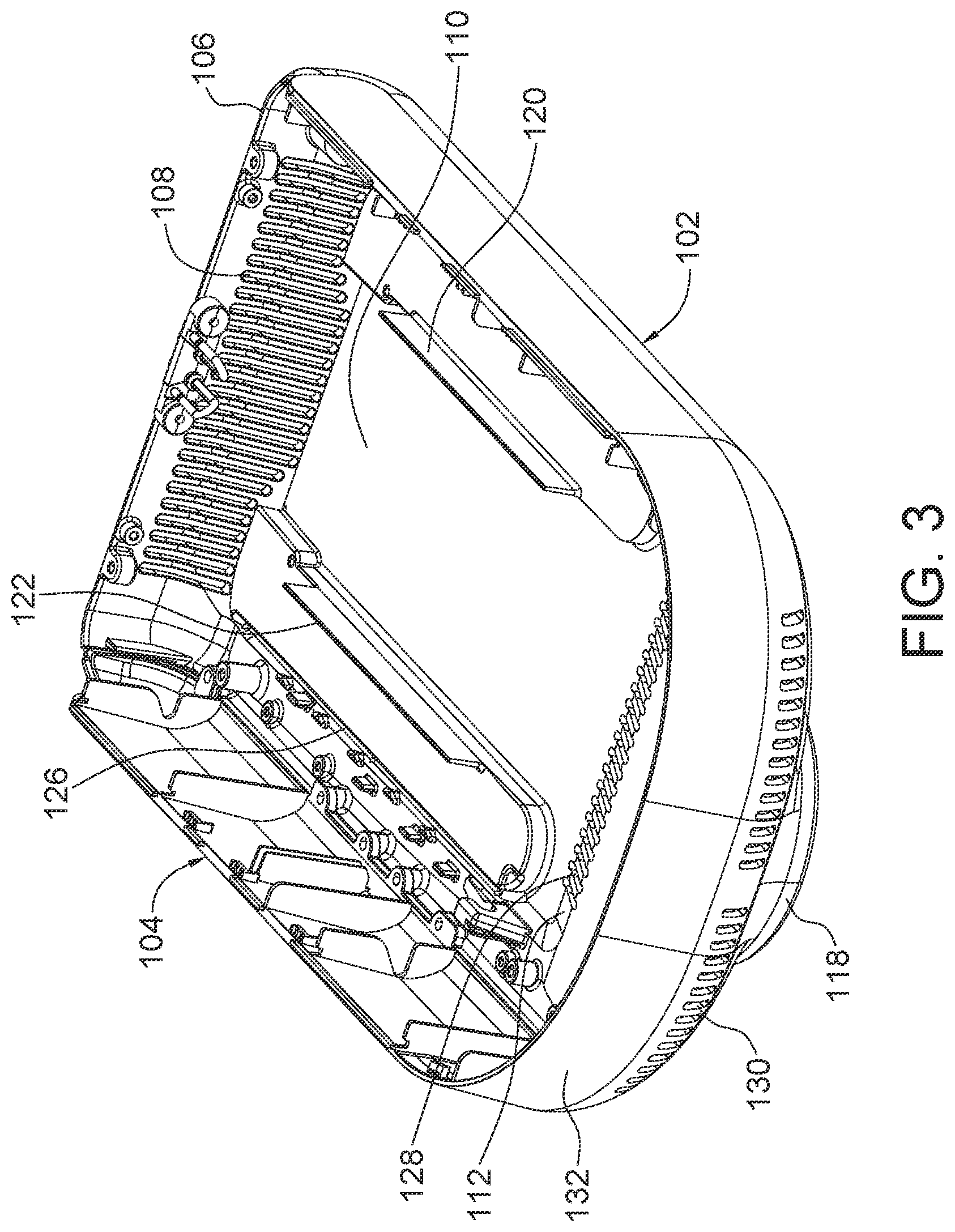 Patent US12108581 Figure 3 – Multi-chambered shield enclosure for vertically stacked module arrangement and electronic apparatus incorporating same