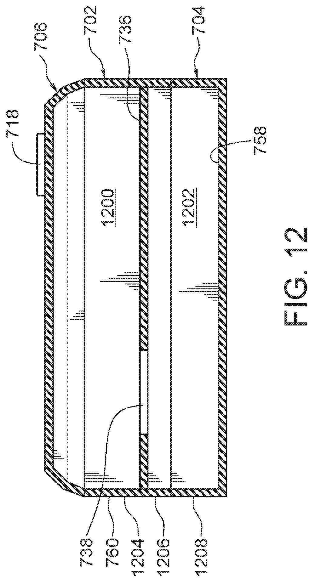 Patent US12108581 Figure 12 – Multi-chambered shield enclosure for vertically stacked module arrangement and electronic apparatus incorporating same