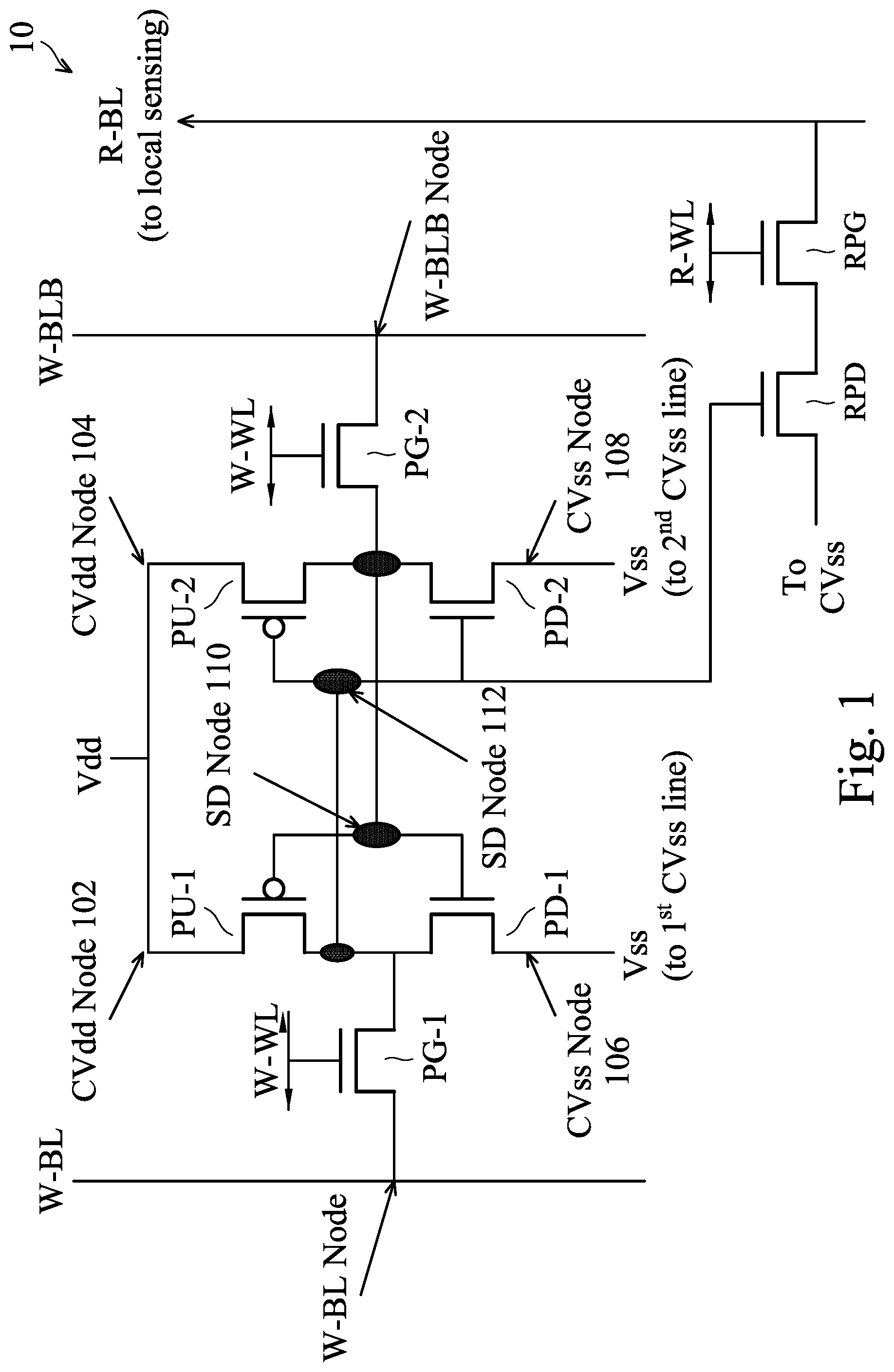 Patent US12108586 — Two-port SRAM structure — Figure 1