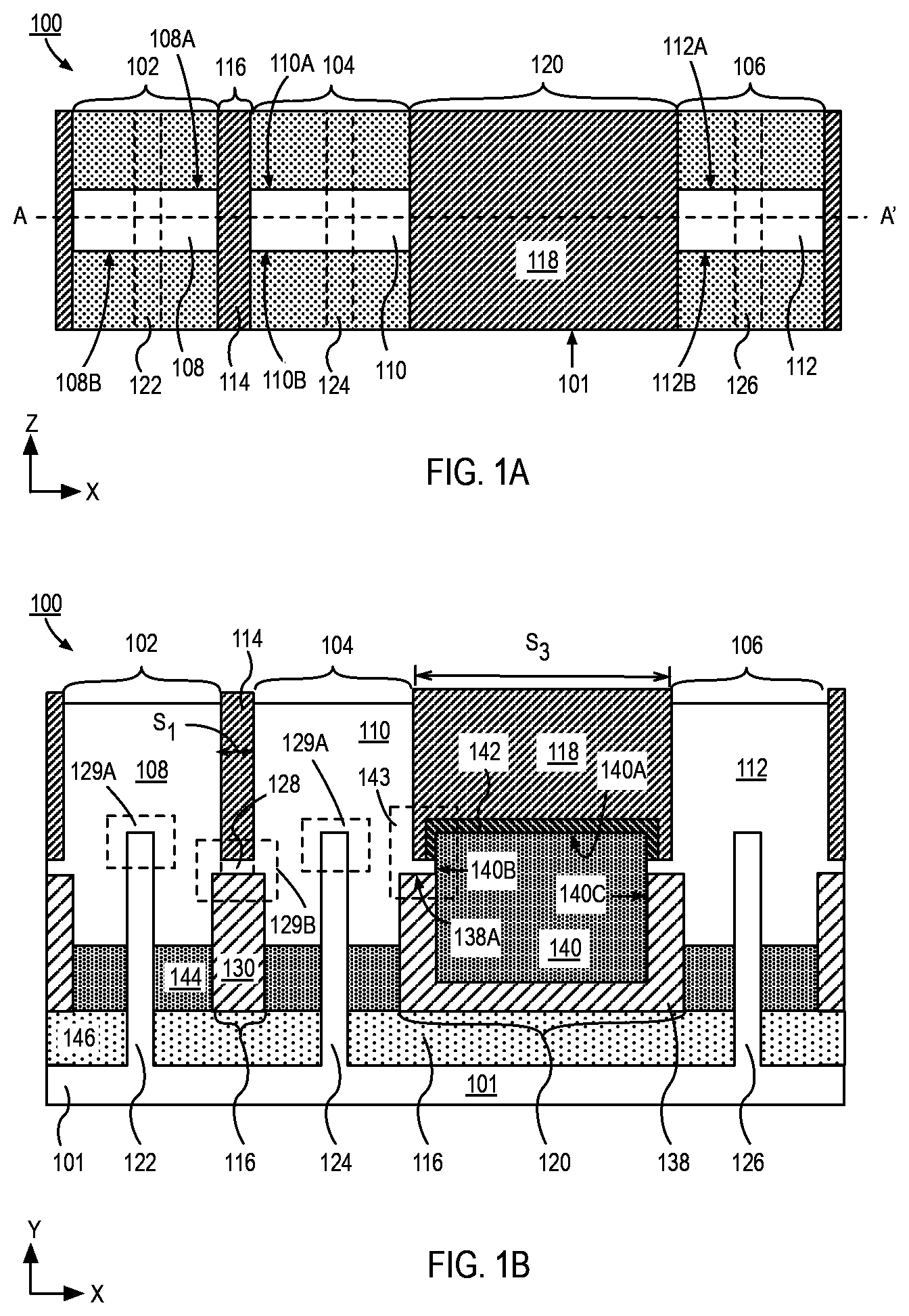 Patent US12108595 — Integrated fuse in self-aligned gate endcap for FinFET architectures and methods of fabrication — Figure 1