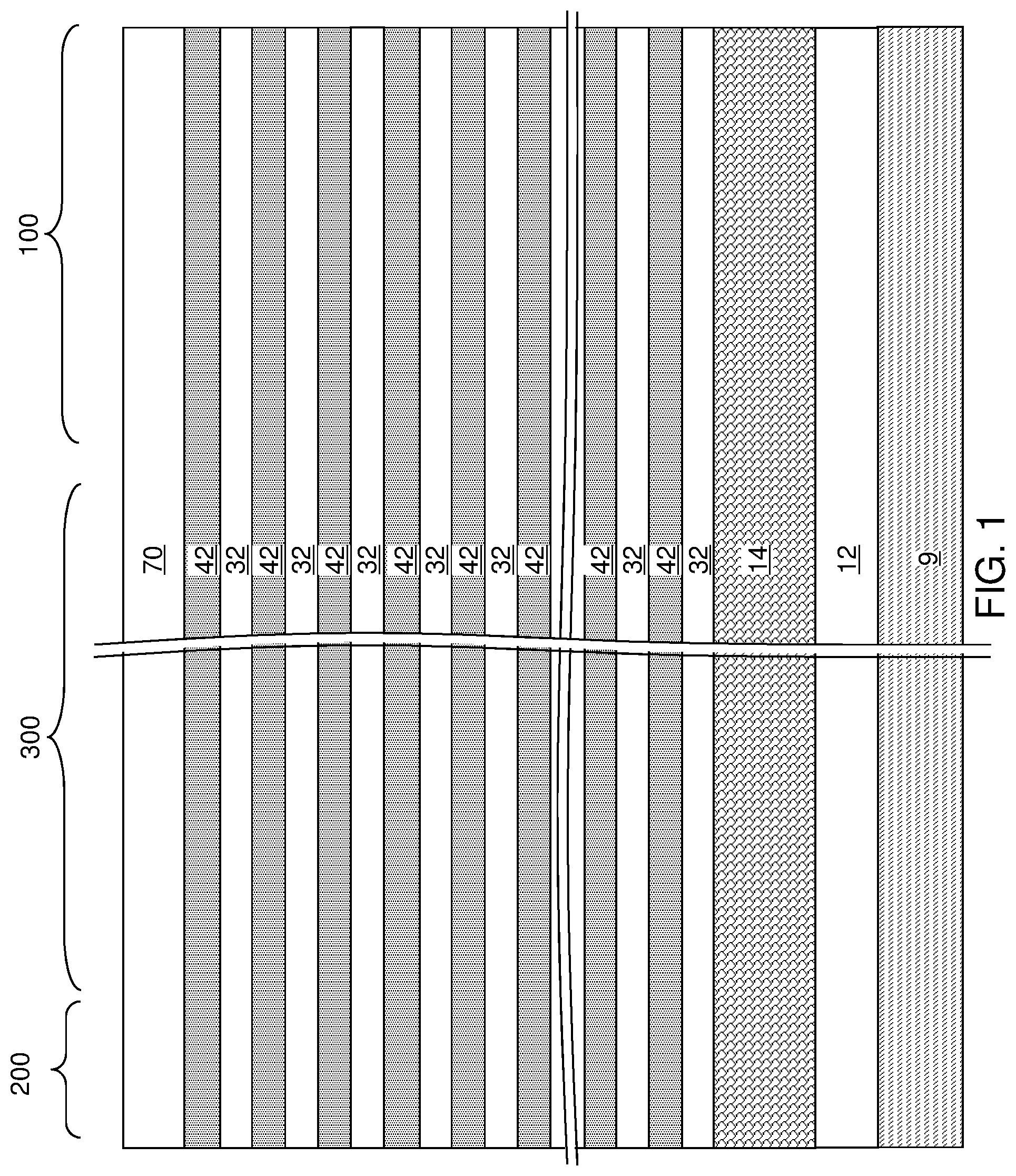 Patent US12108597 Figure 1 – Three-dimensional memory device containing a pillar contact between channel and source and methods of making the same