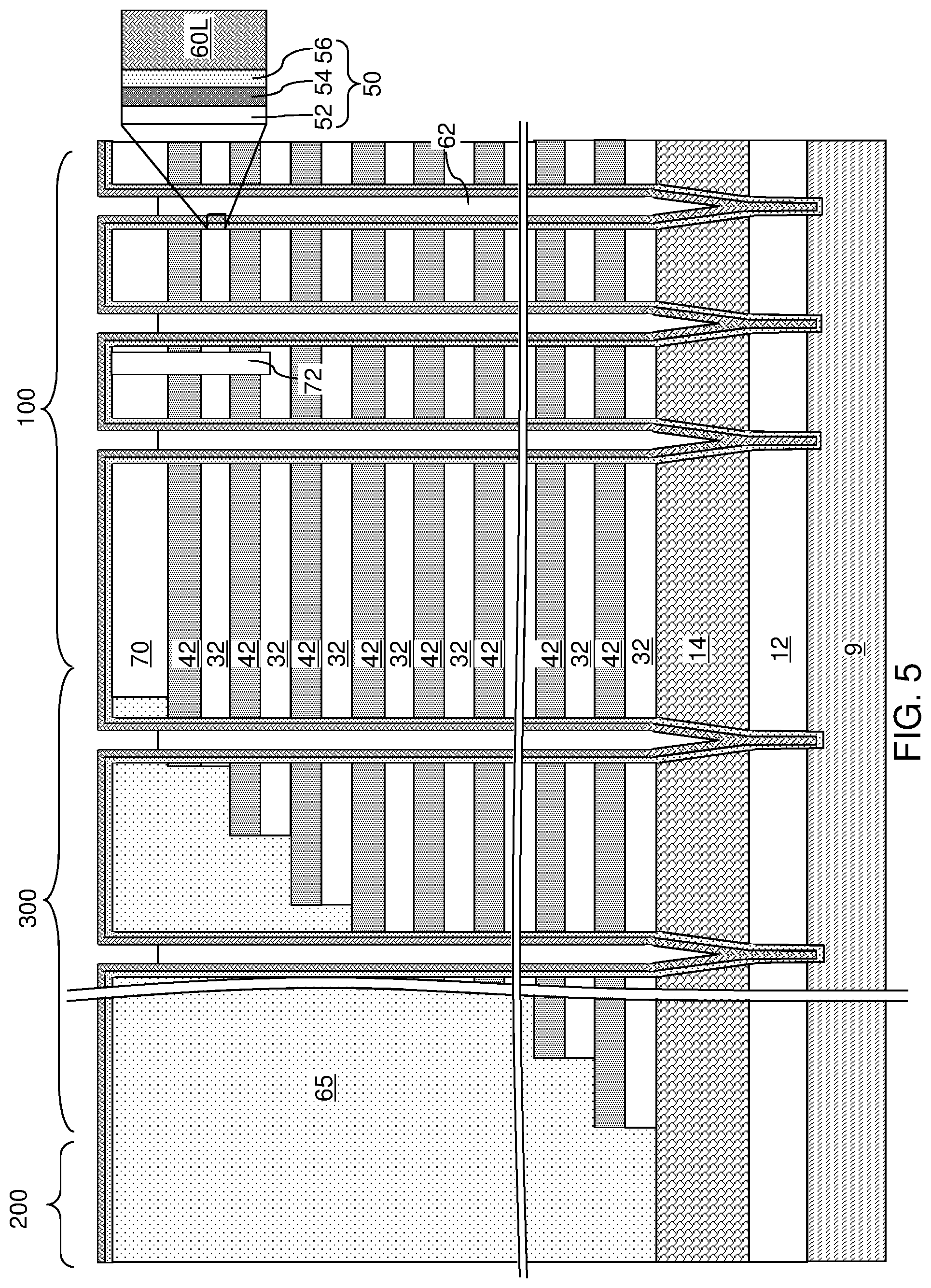 Patent US12108597 Figure 6 – Three-dimensional memory device containing a pillar contact between channel and source and methods of making the same