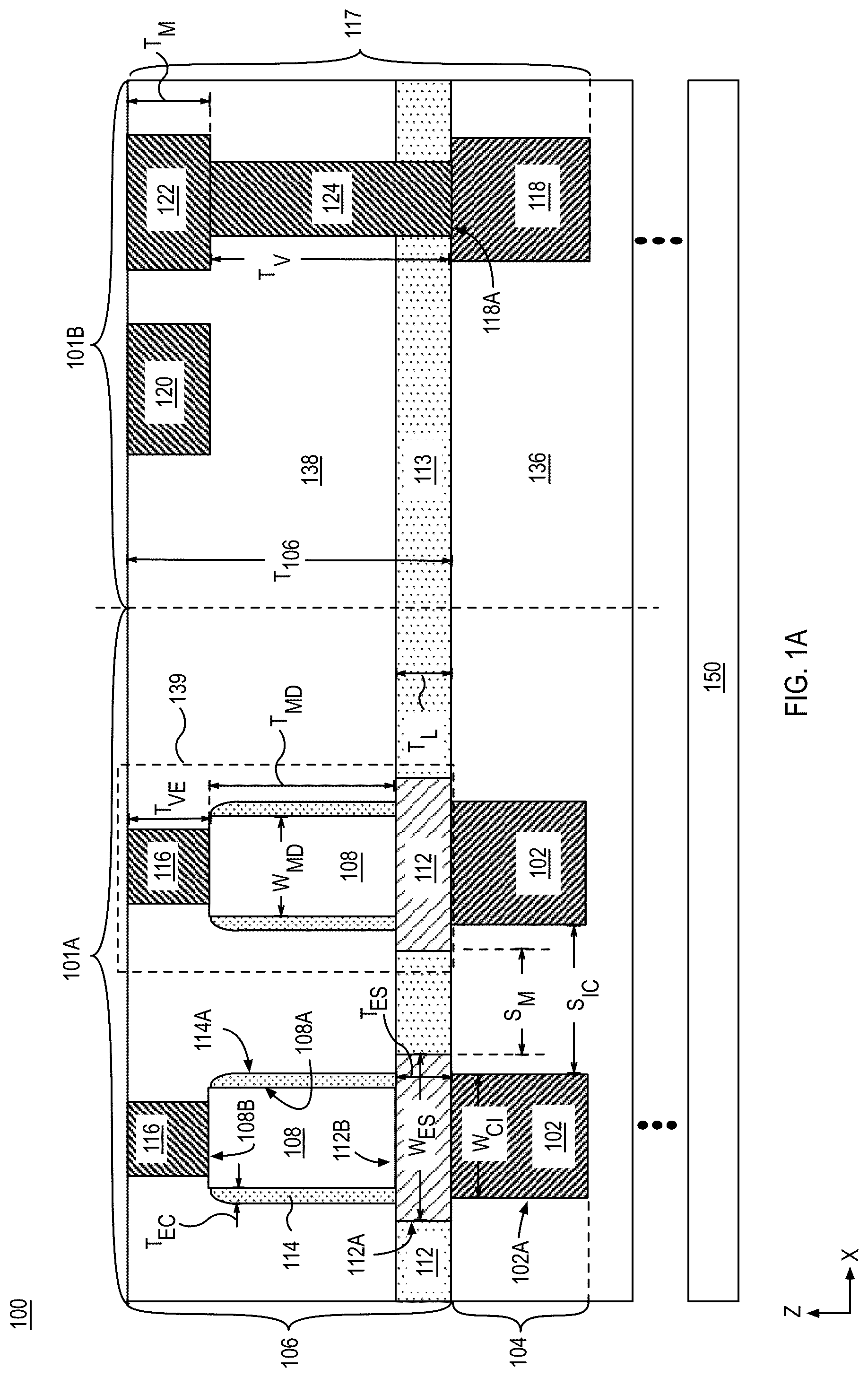 Patent US12108608 — Memory devices with dual encapsulation layers and methods of fabrication — Figure 1