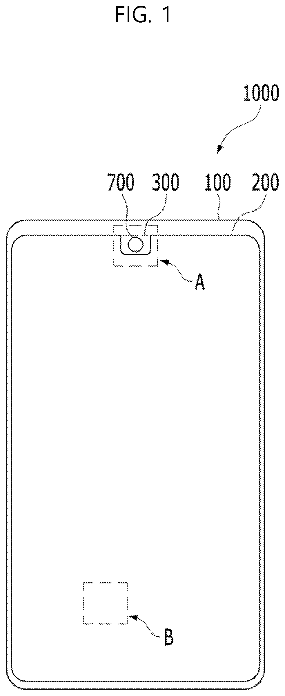 Patent US12108650 — Display device including stepped section substrate with embedded camera — Figure 1