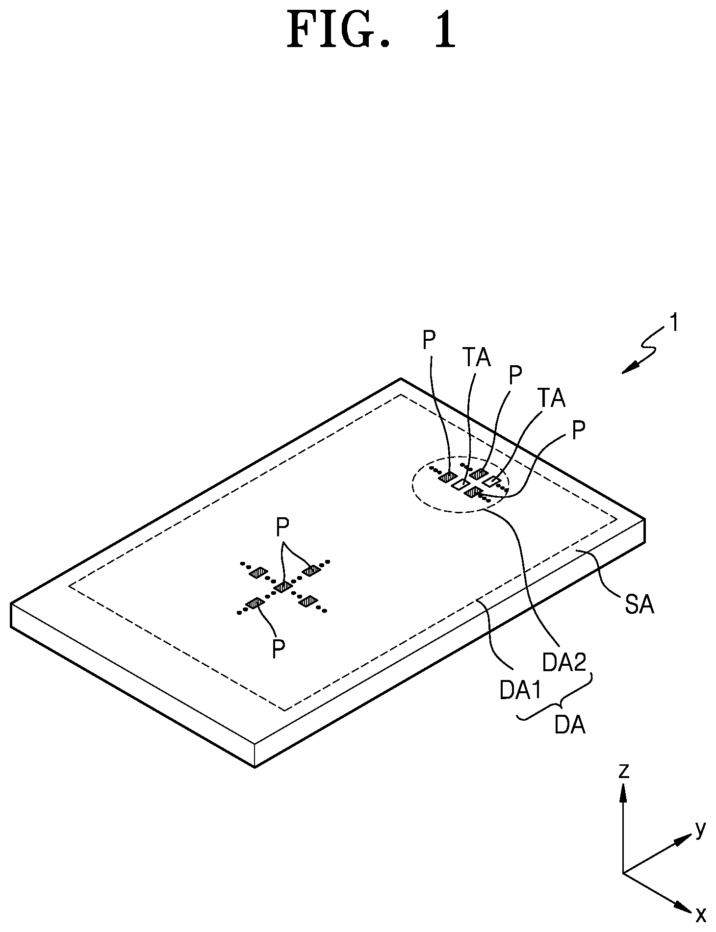 Patent US12108653 — Display panel having transmission area between pixel circuits and electronic apparatus including the same — Figure 1