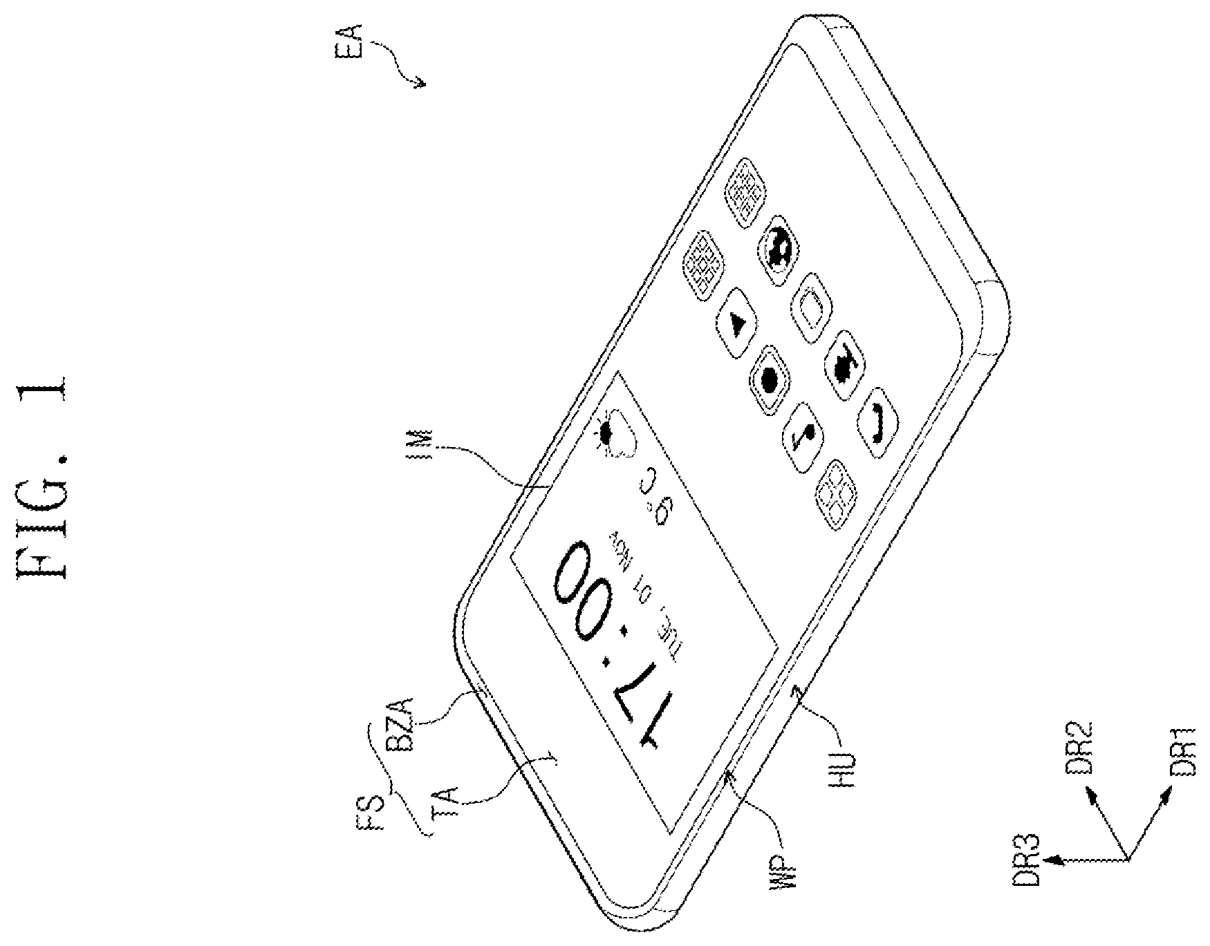 Patent US12112006 — Input sensing panel, display device having the same, and method of manufacturing the display device — Figure 1
