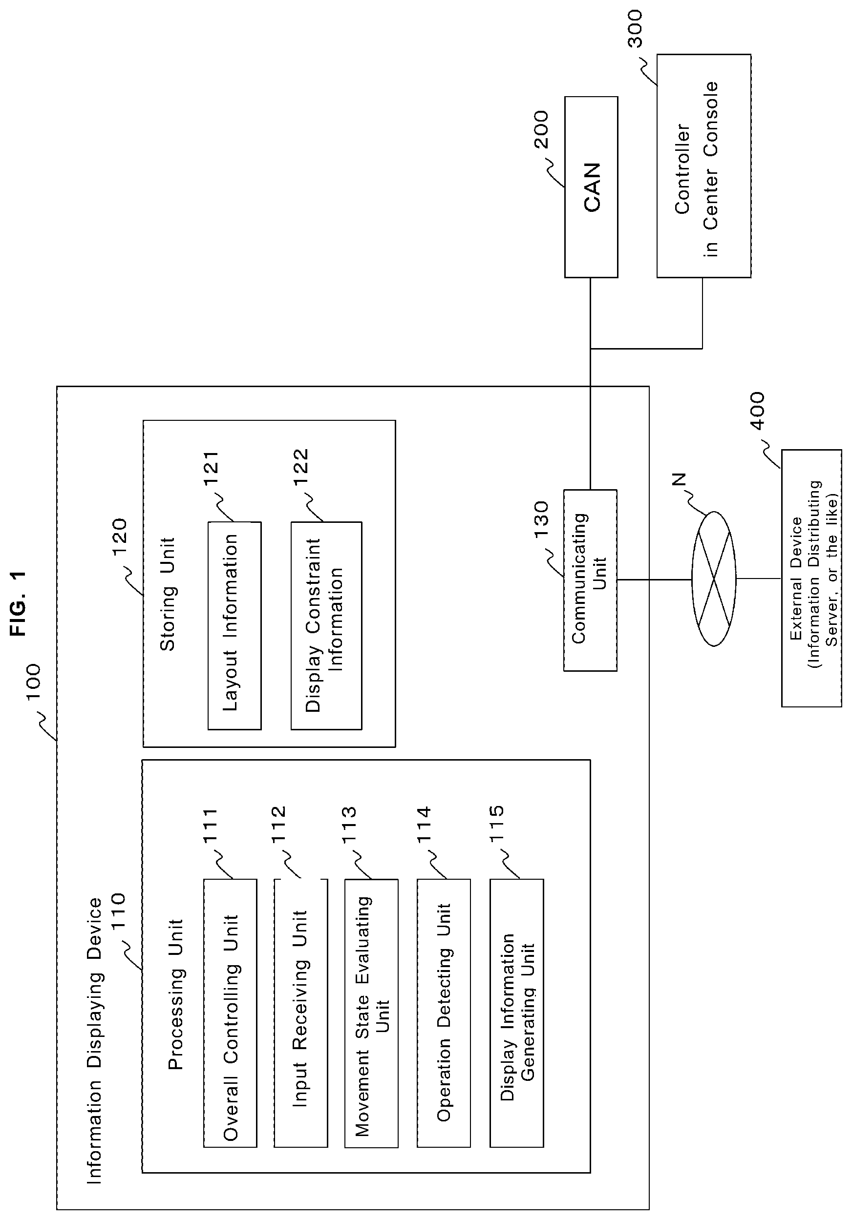 Patent US12112018 — Information displaying device and method for displaying information — Figure 1
