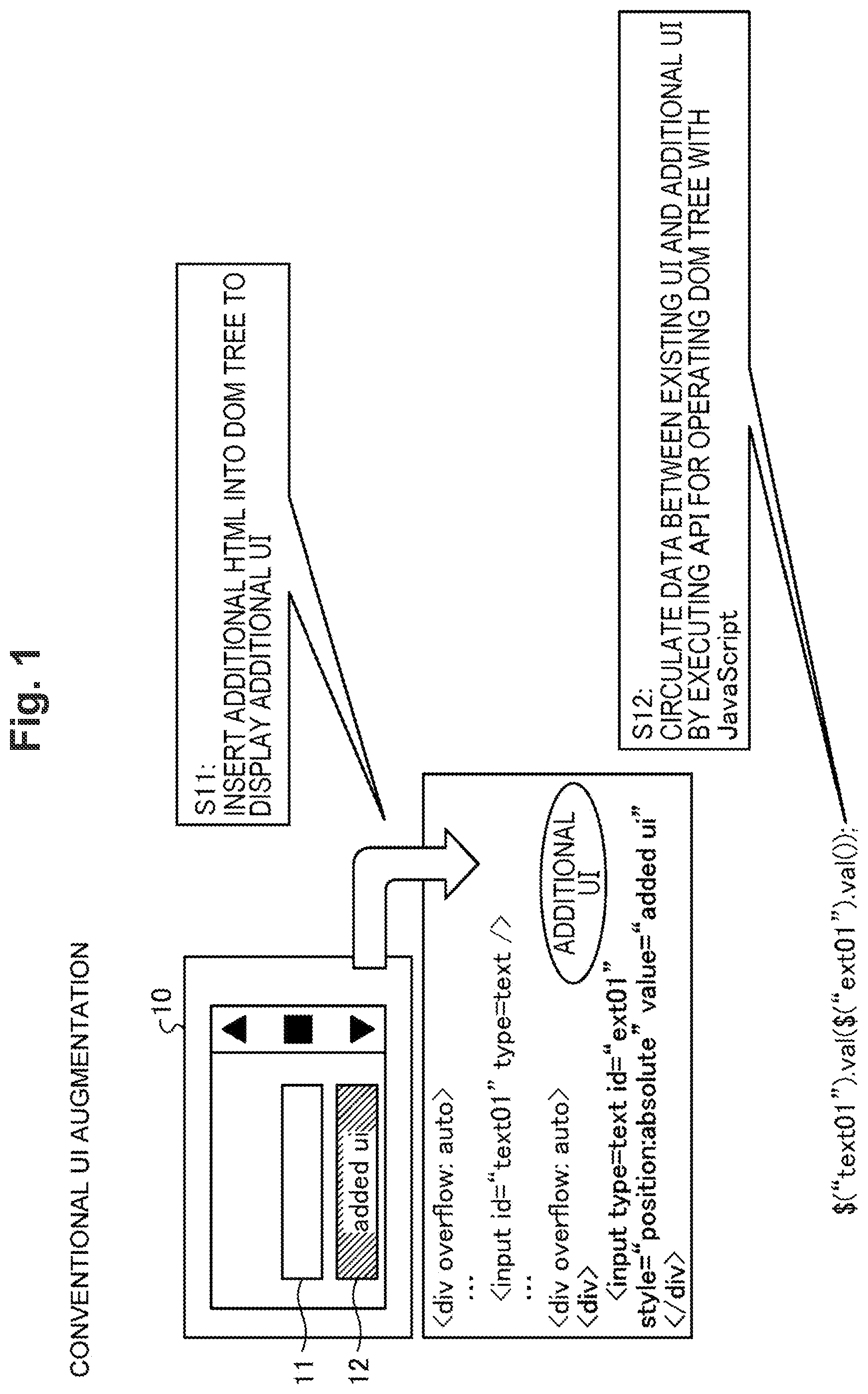 Patent US12112022 — User interface augmentation system, user interface augmentation method, and user interface augmentation program — Figure 1