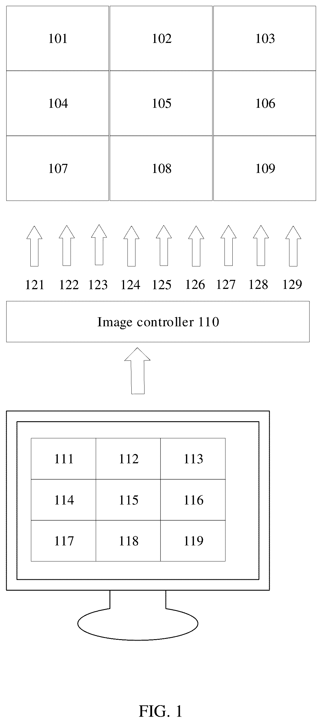 Patent US12112087 — Splicing display positioning method, apparatus, and system, and electronic device — Figure 1