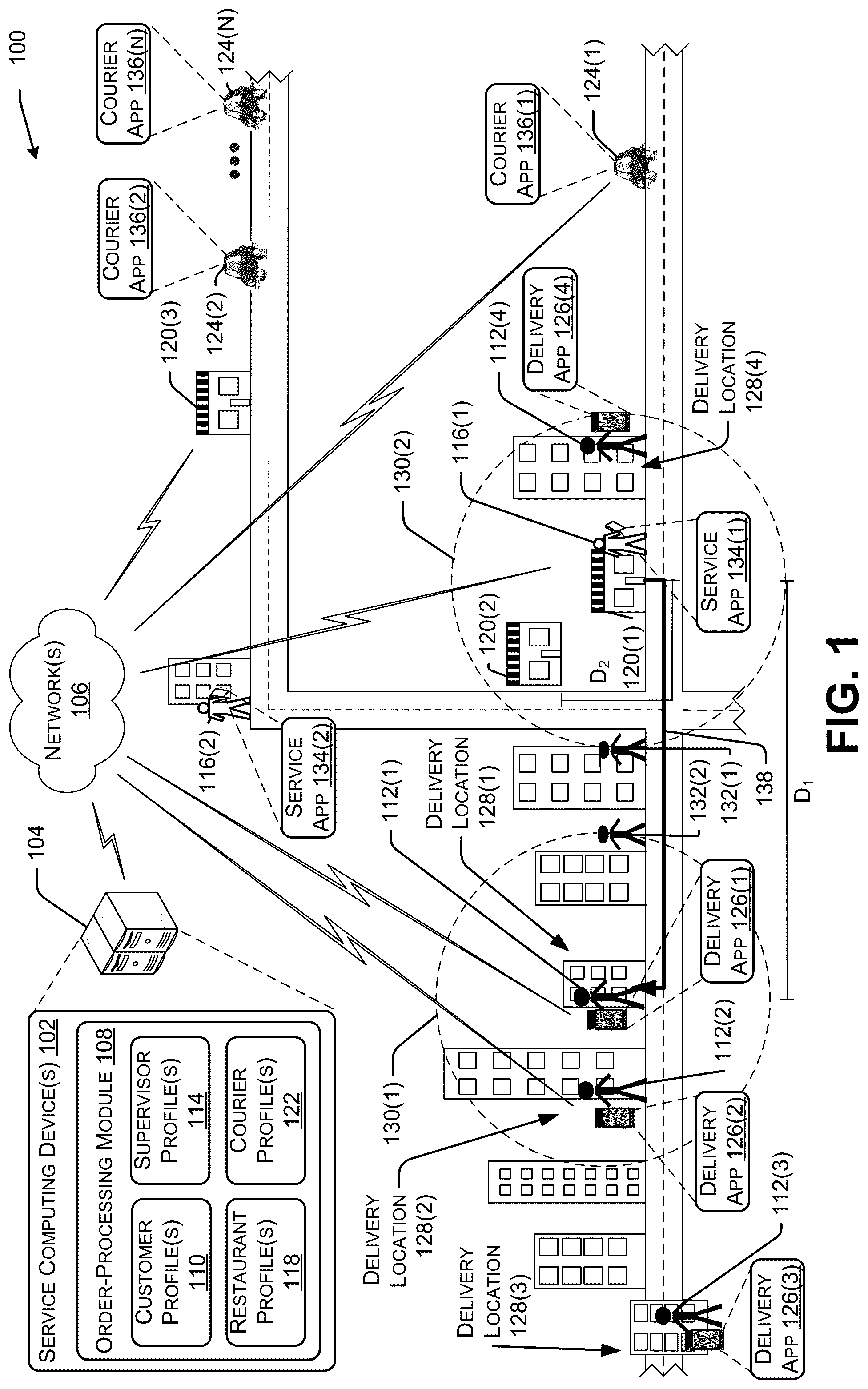Patent US12112366 — Food delivery optimization — Figure 1