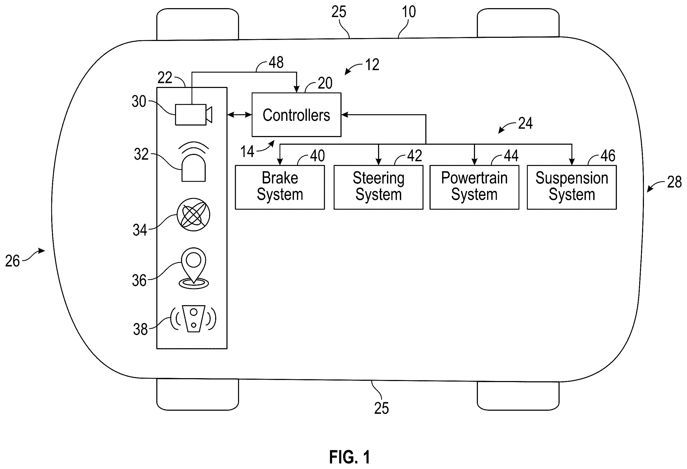 Patent US12112506 — System for calibrating extrinsic parameters for a camera in an autonomous vehicle — Figure 1