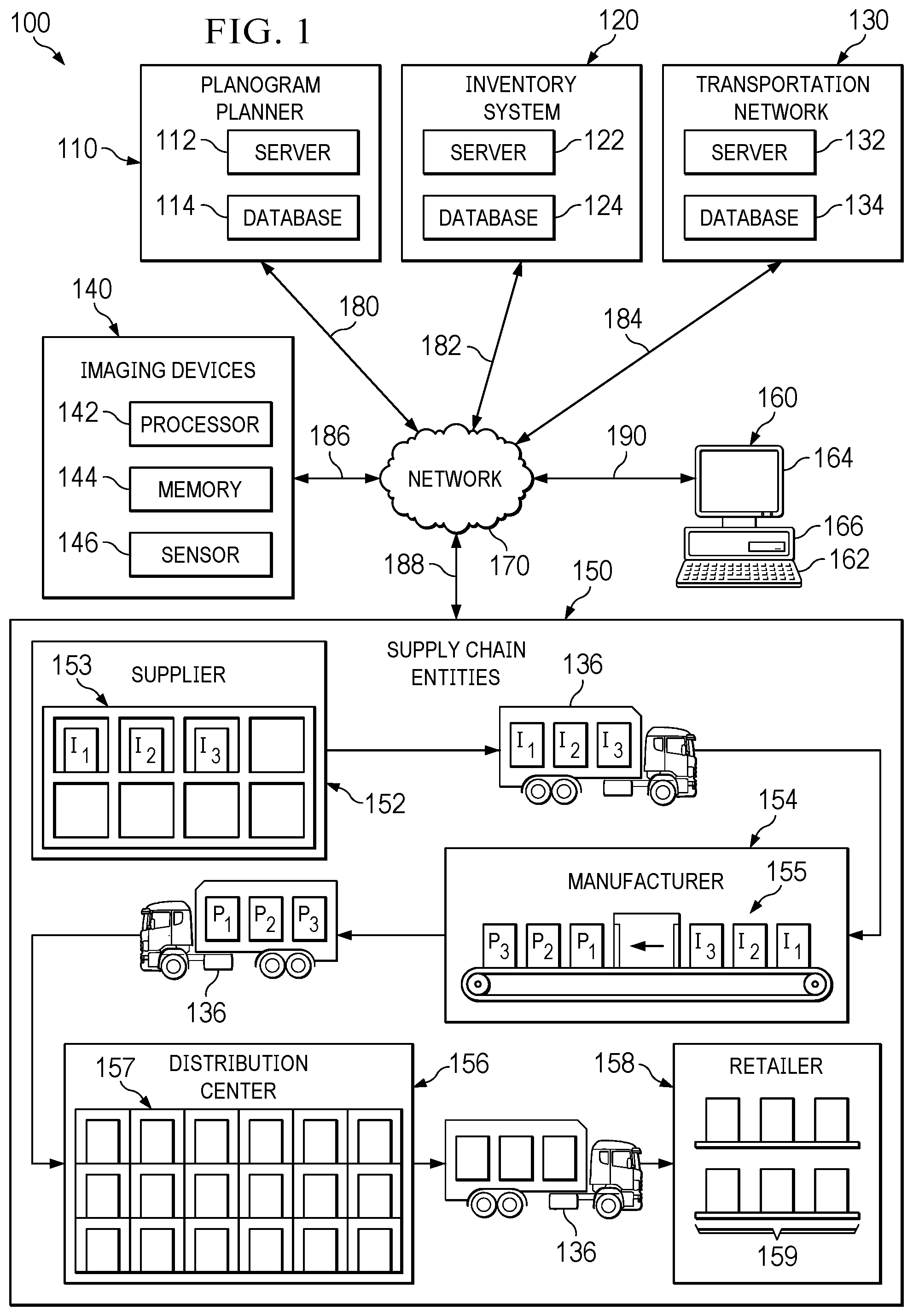 Patent US12112512 — Virtual planogram automation and modification with computer vision — Figure 1