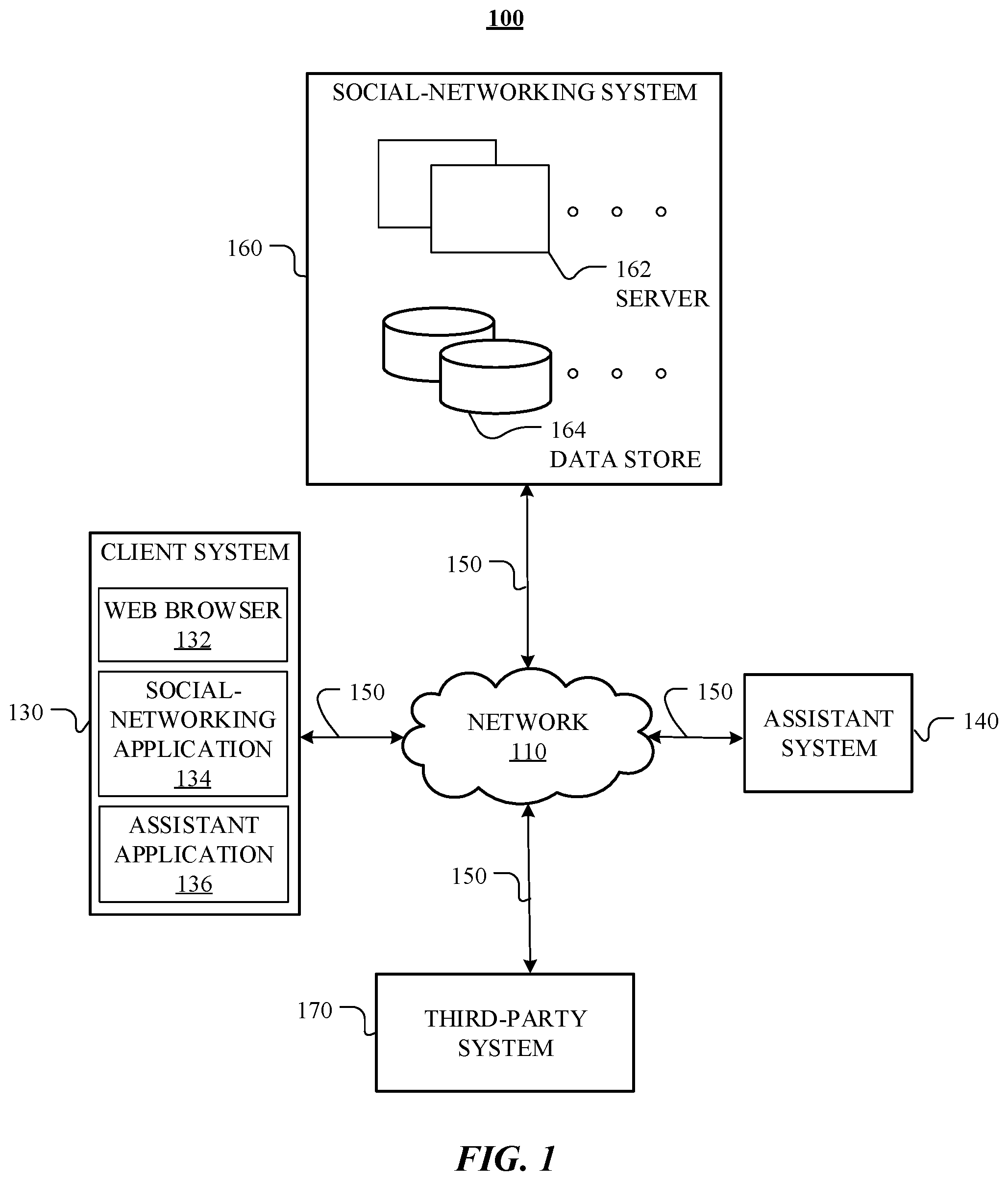 Patent US12112530 — Execution engine for compositional entity resolution for assistant systems — Figure 1