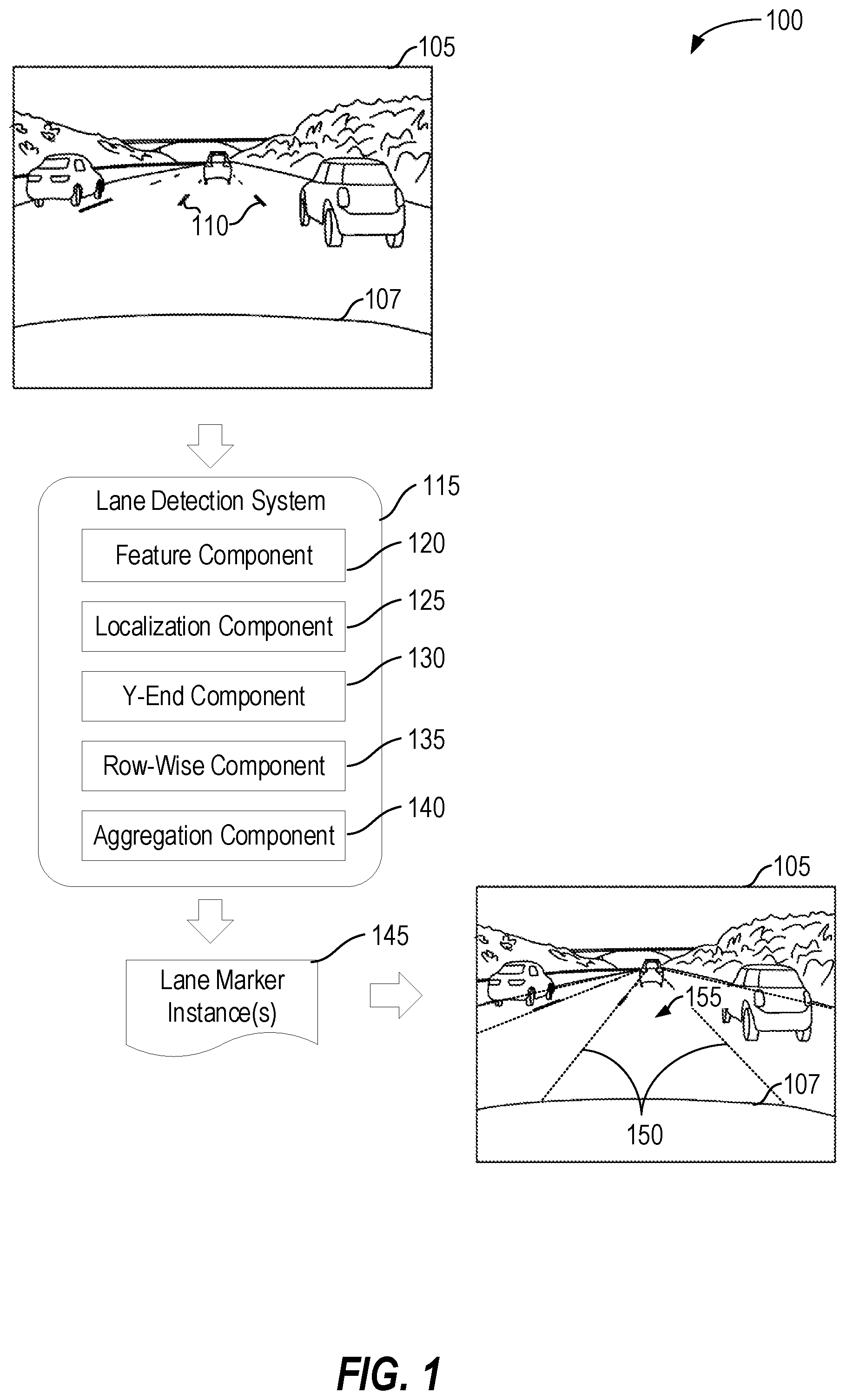 Patent US12112552 — Lane marker recognition — Figure 1