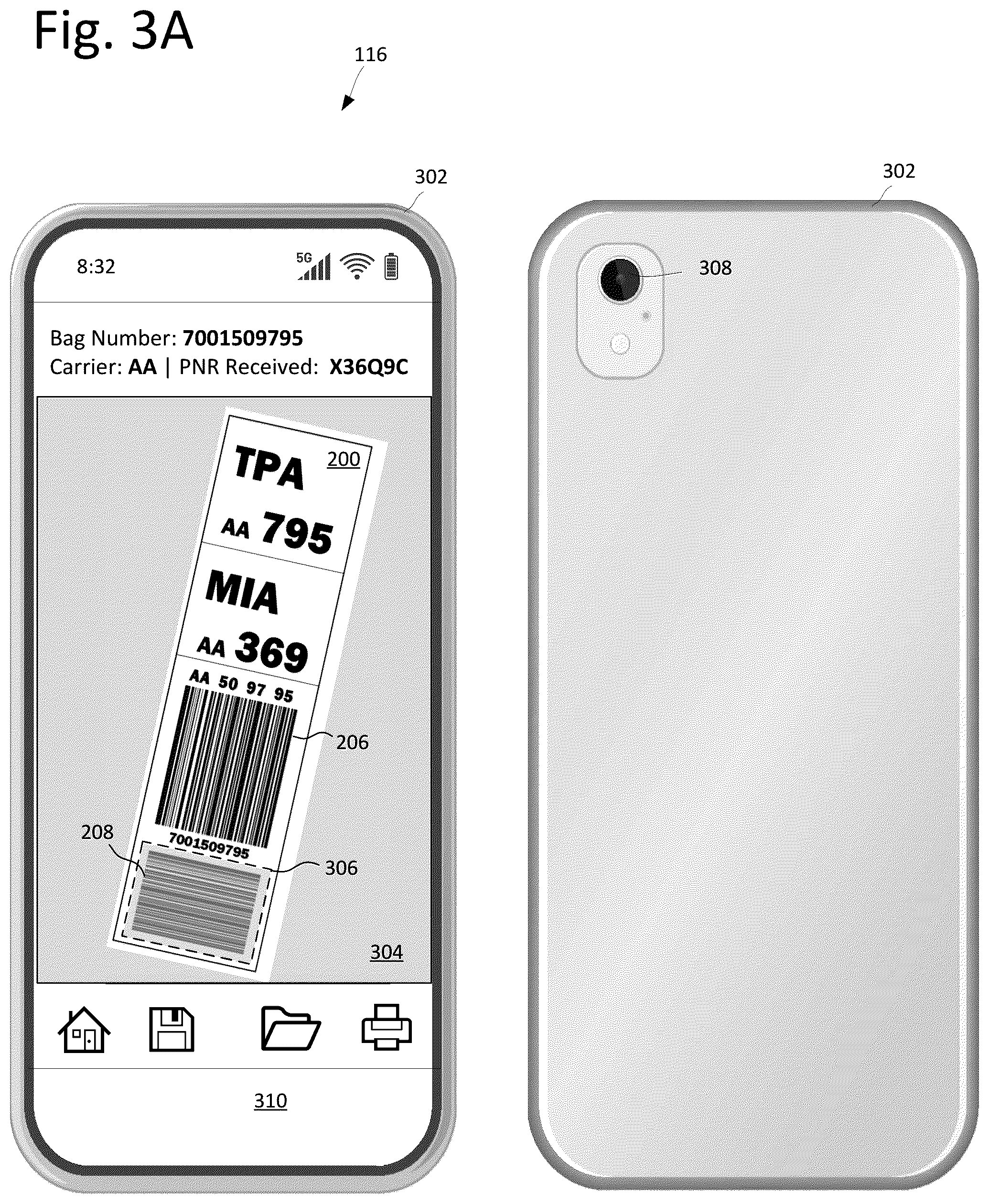 Patent US12112577 Figure 7 – Optical character recognition of bag tag