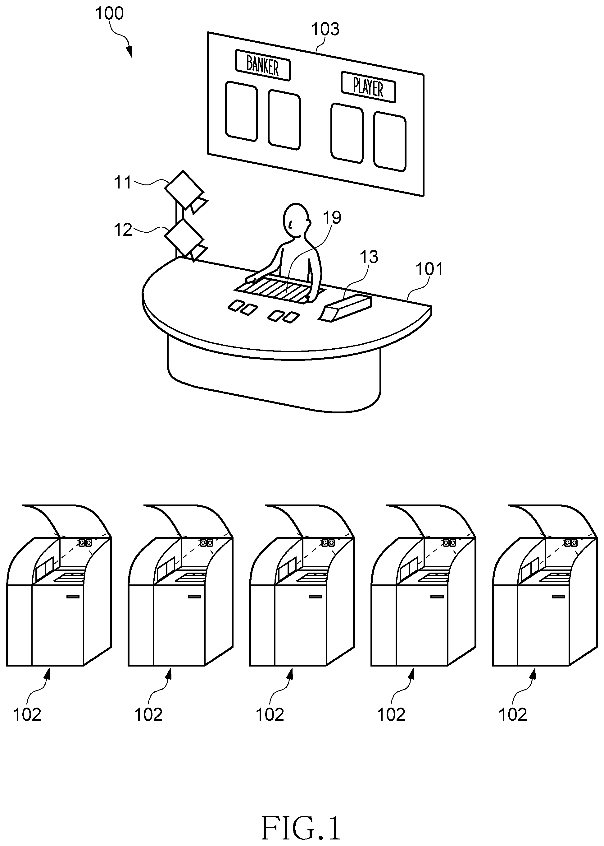 Patent US12112599 Figure 1 – Game system