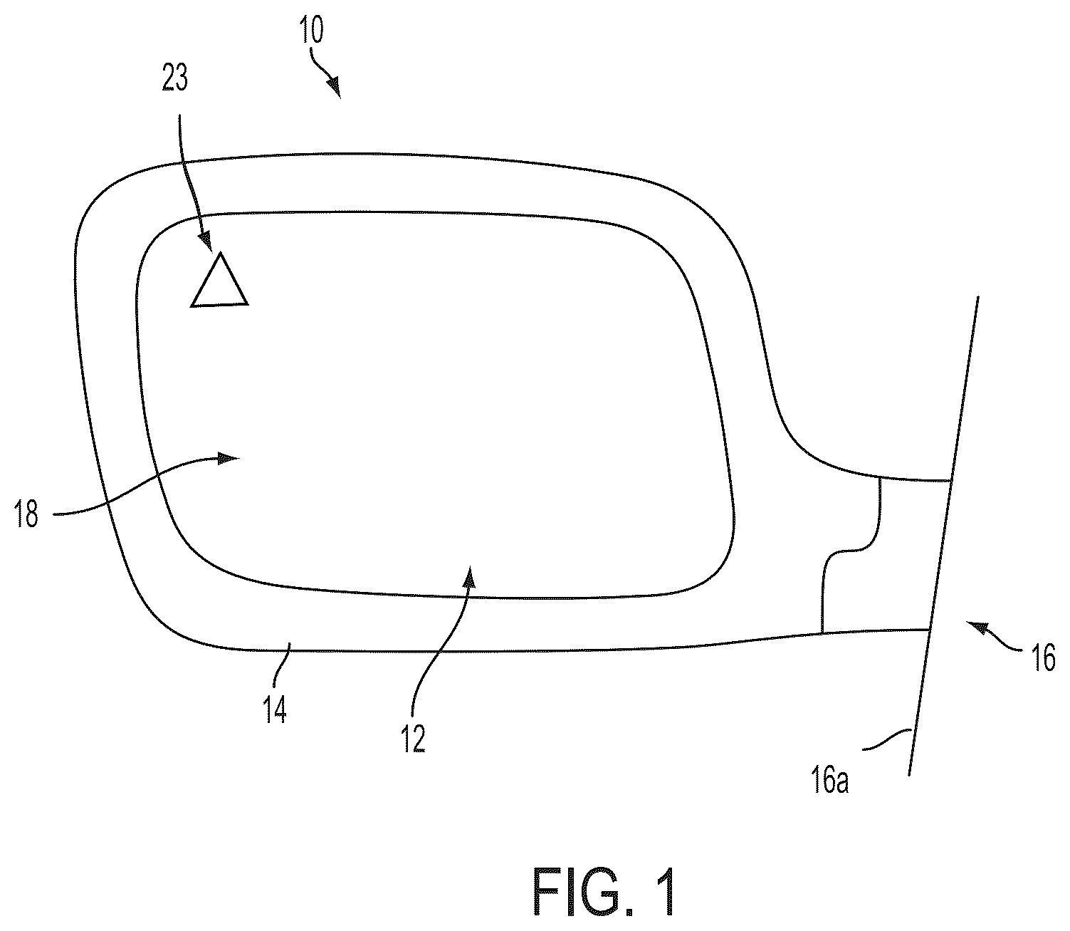 Patent US12112637 — Exterior mirror assembly with blind zone indication module — Figure 1