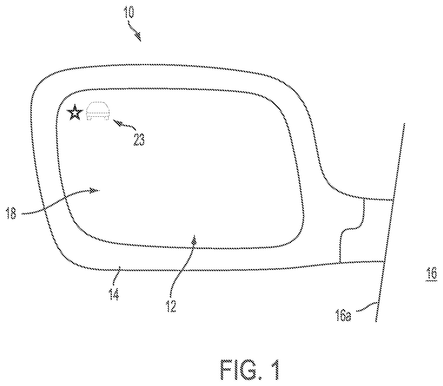 Patent US12112638 — Vehicular exterior rearview mirror assembly with blind zone indicator — Figure 1