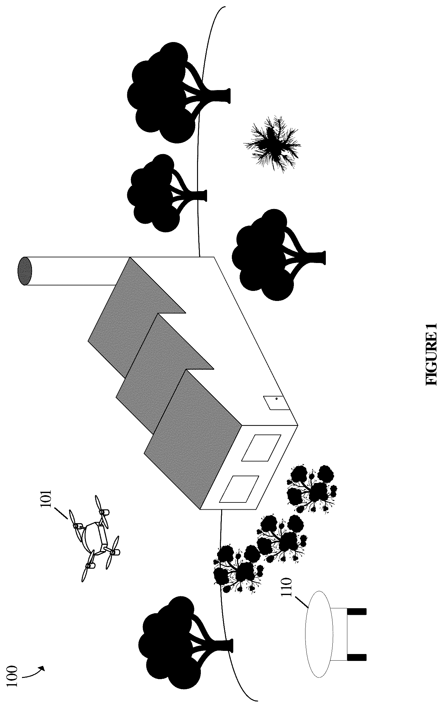 Patent US12112647 — Methods and devices for unmanned aerial vehicle based site inspection and scale rendered analysis — Figure 1