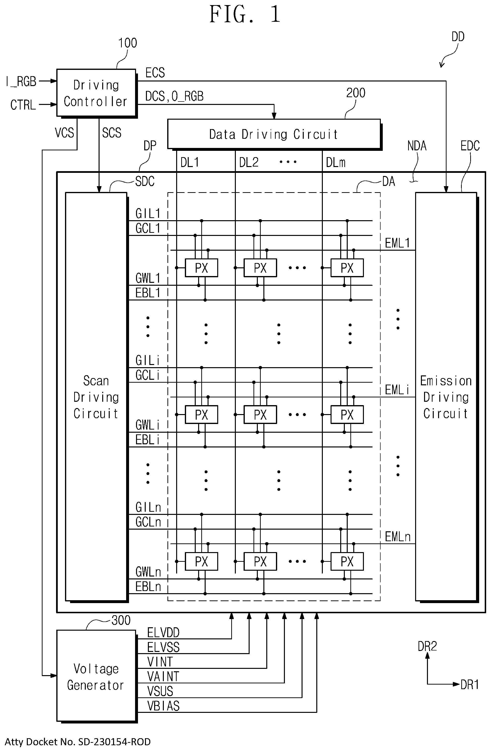Patent US12112701 Figure 1 – Display device