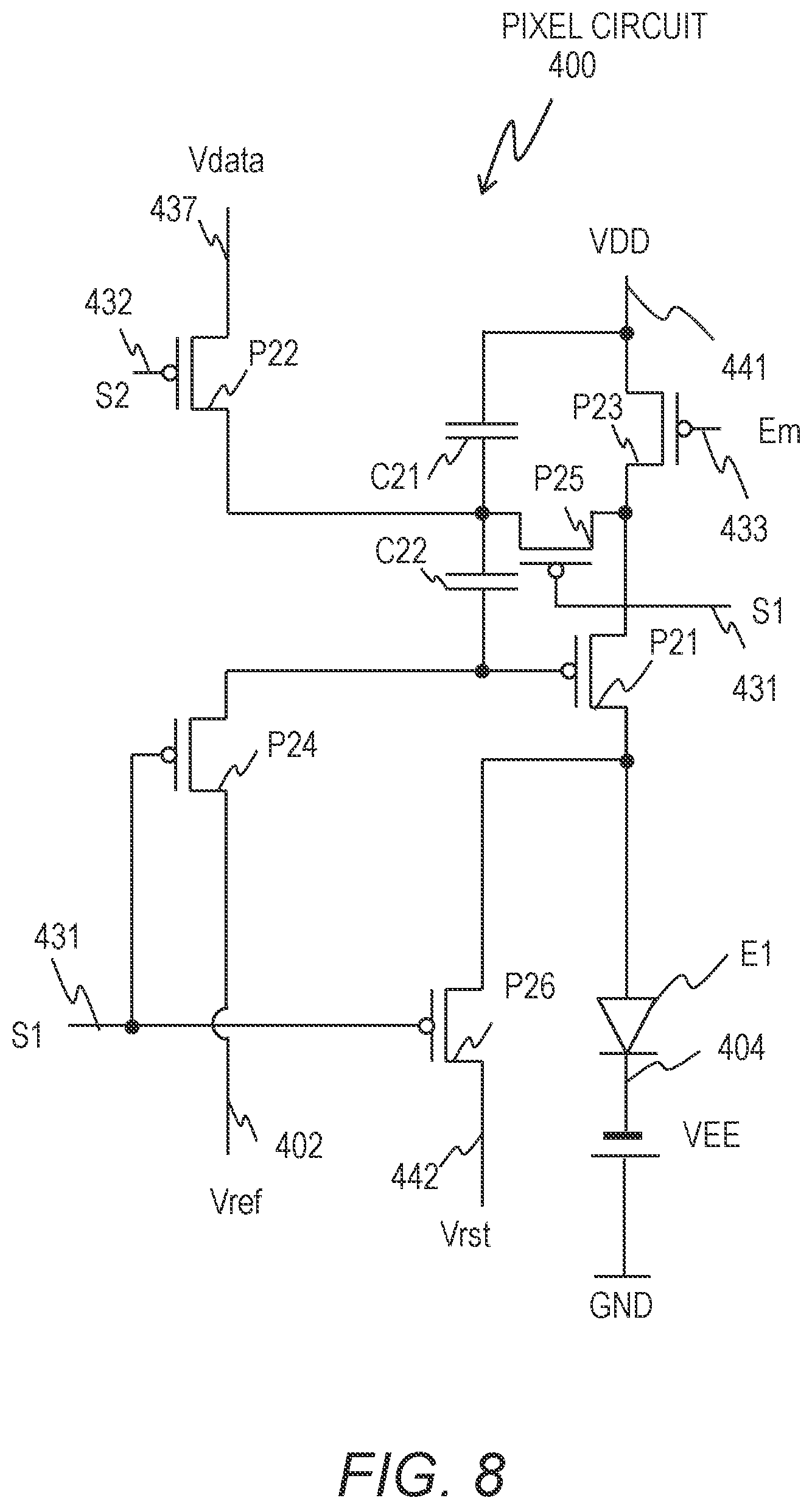 Patent US12112706 Figure 11 – Pixel circuit configured to control light-emitting element