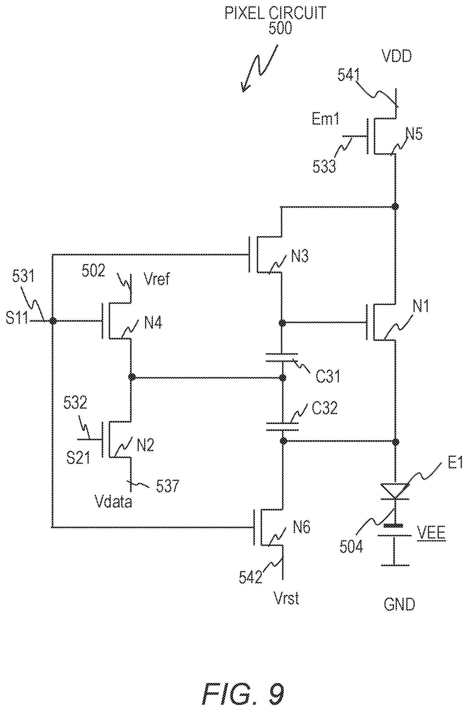 Patent US12112706 Figure 12 – Pixel circuit configured to control light-emitting element