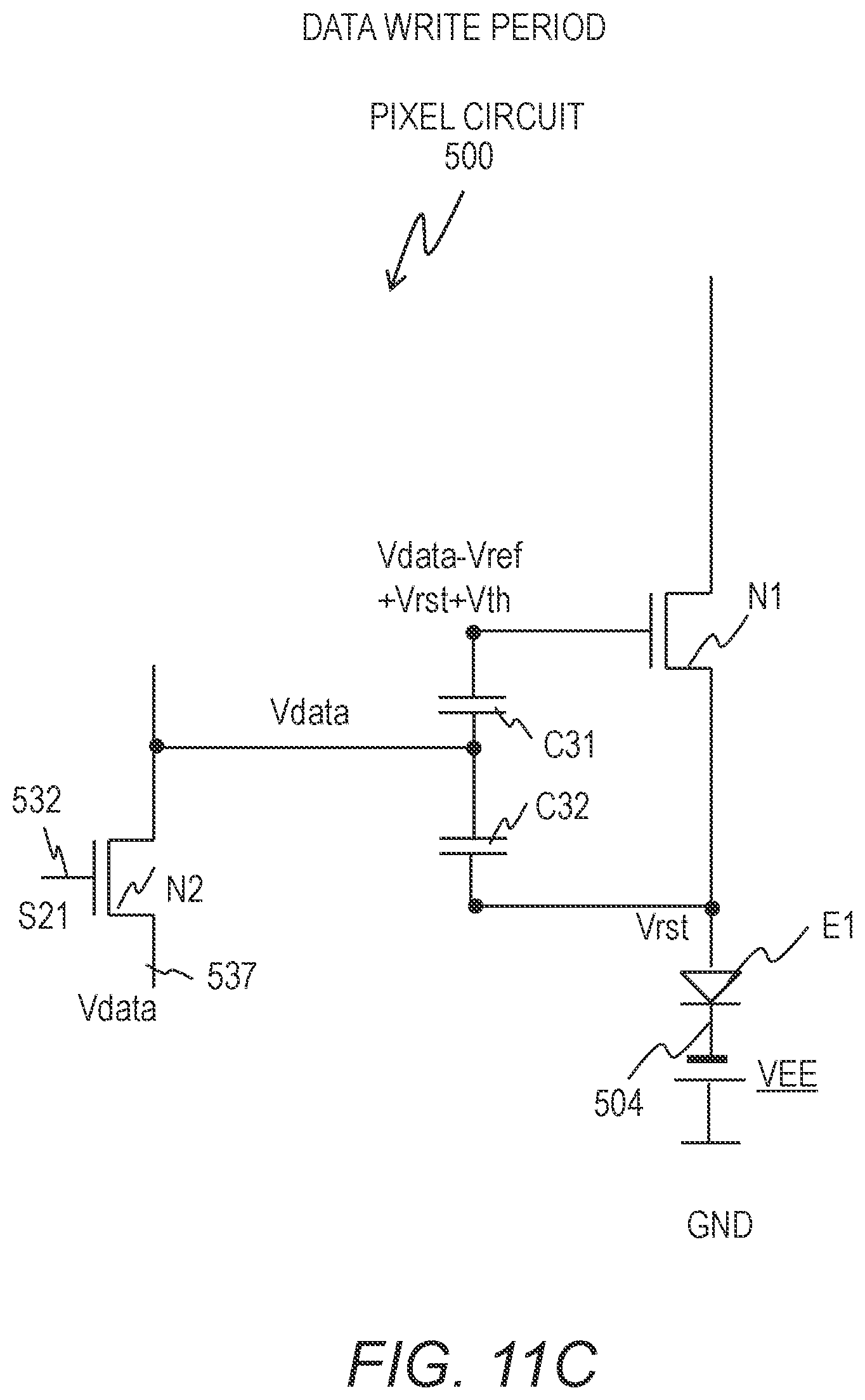 Patent US12112706 Figure 16 – Pixel circuit configured to control light-emitting element