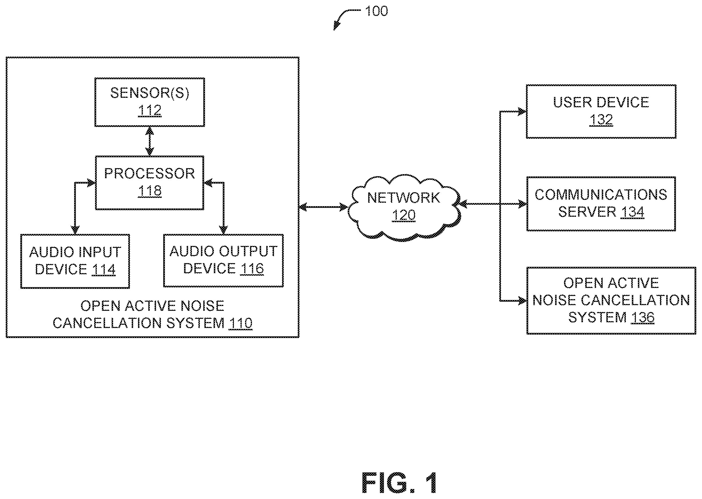 Patent US12112734 — Open active noise cancellation system — Figure 1