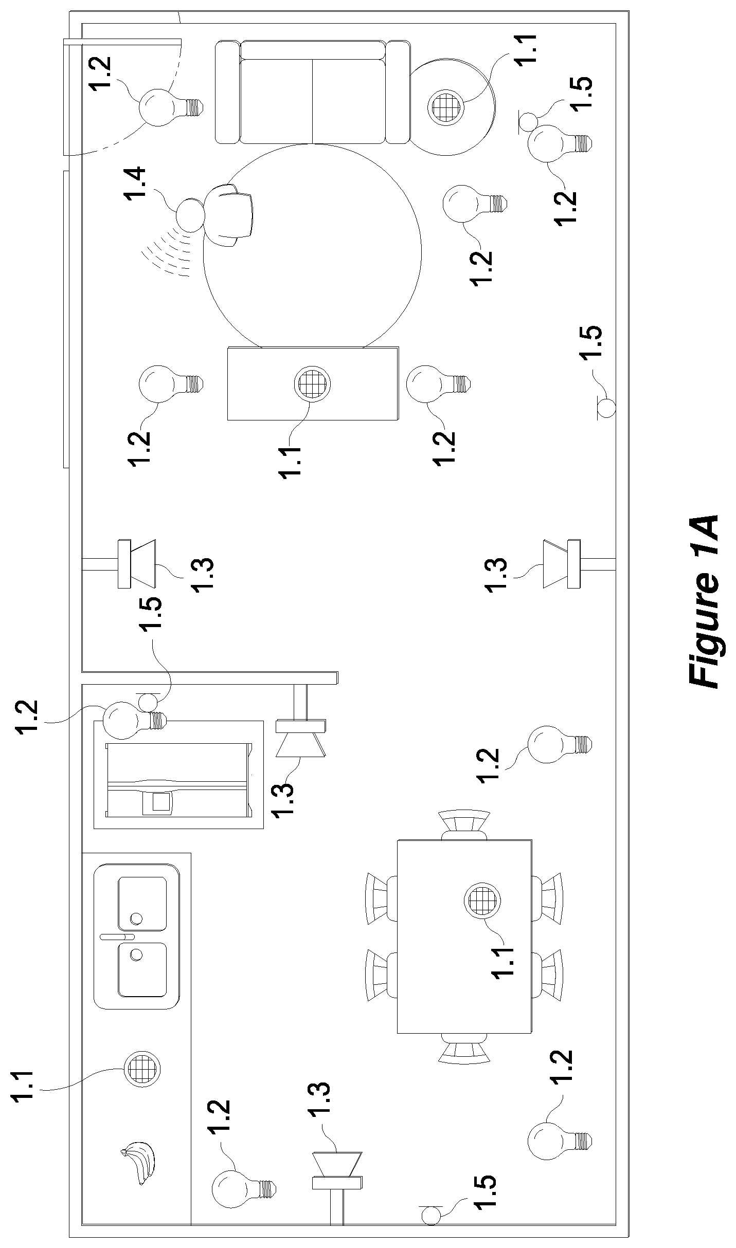 Patent US12112750 — Acoustic zoning with distributed microphones — Figure 1