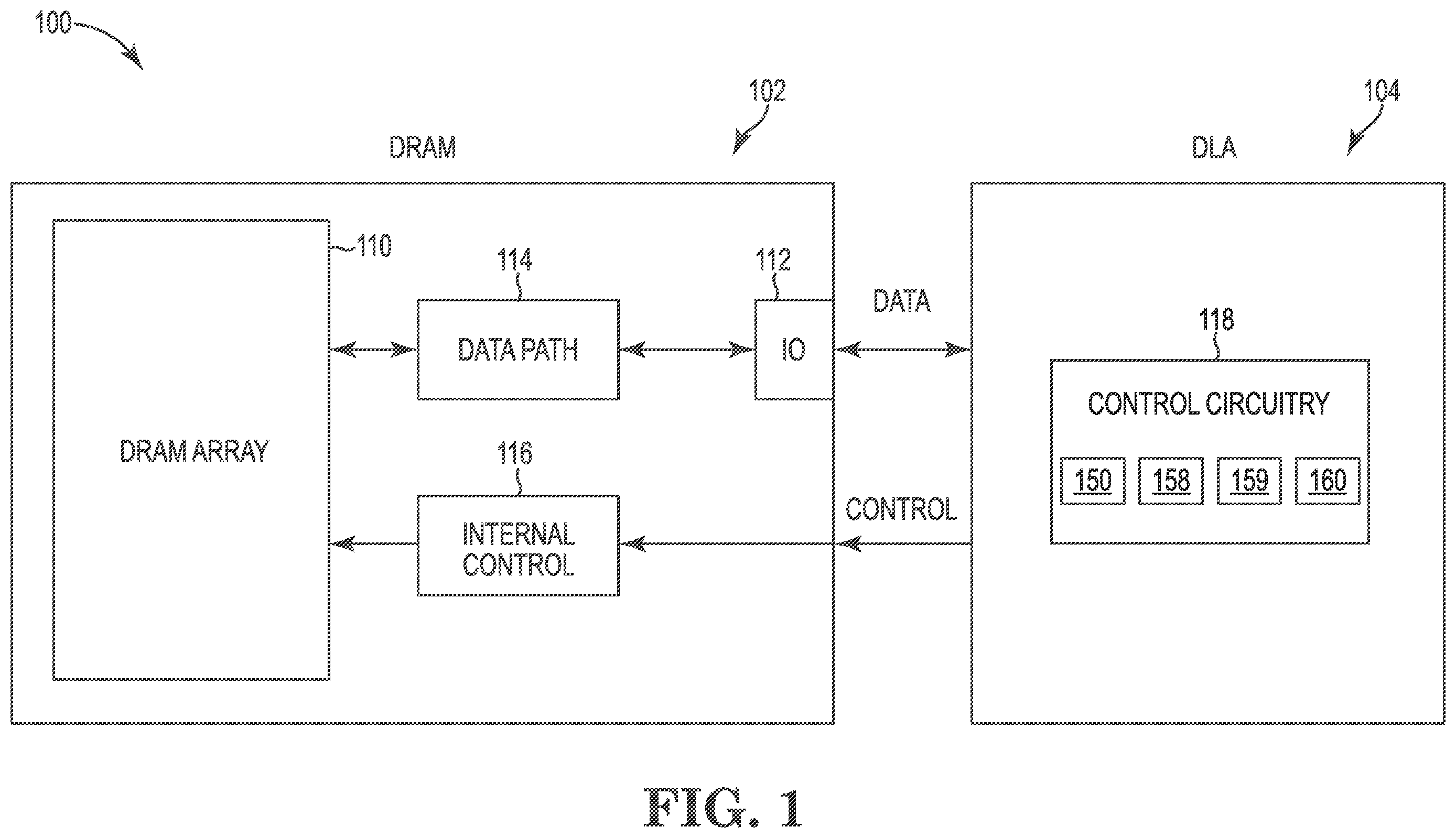 Patent US12112793 — Signal routing between memory die and logic die for mode based operations — Figure 1