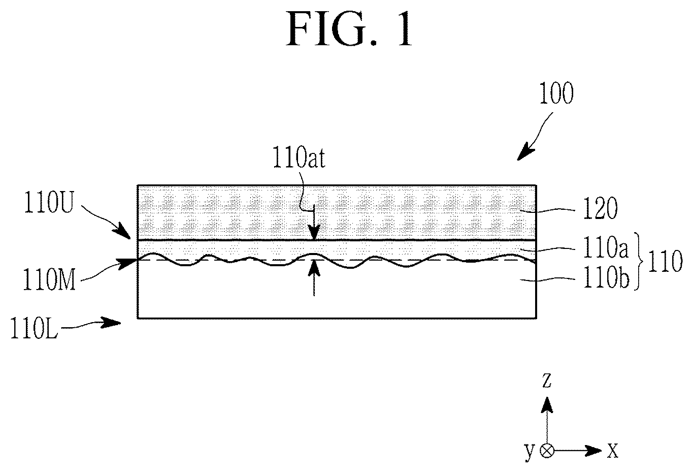 Patent US12112866 — Stacked structures for stretchable device, stretchable devices, methods of manufacturing the same, display panels, sensors, and electronic devices — Figure 1