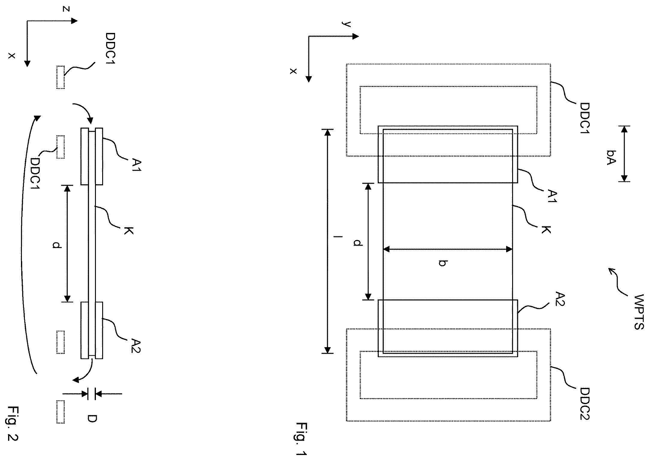 Patent US12112877 — Coil arrangement with reduced losses and a stabilized coupling factor, and system for wireless power transfer — Figure 1