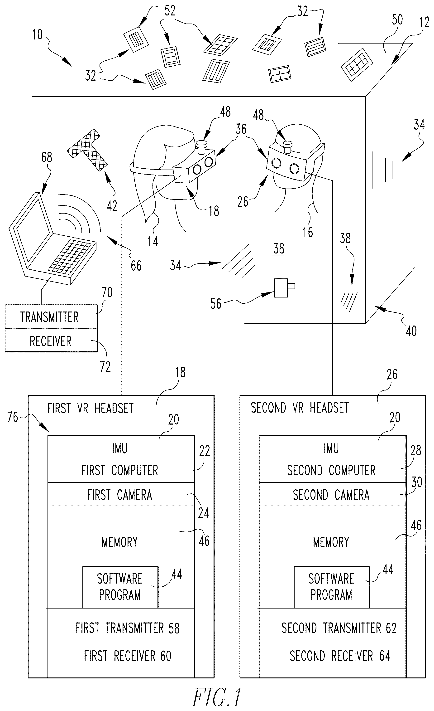 Patent US12120287 — Multi-person mixed reality experience, method and apparatus — Figure 1