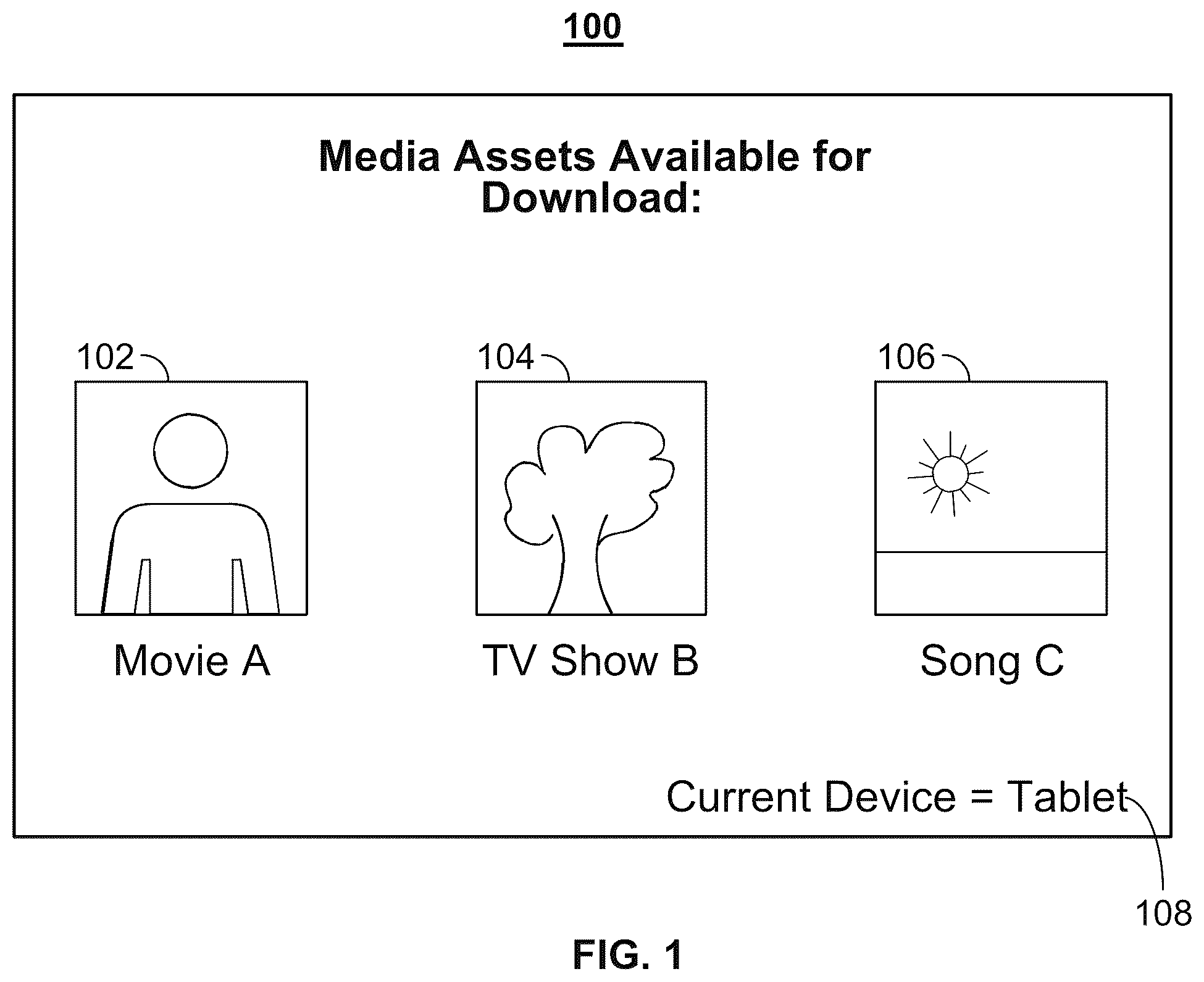 Patent US12120366 — Methods and systems for efficiently downloading media assets — Figure 1