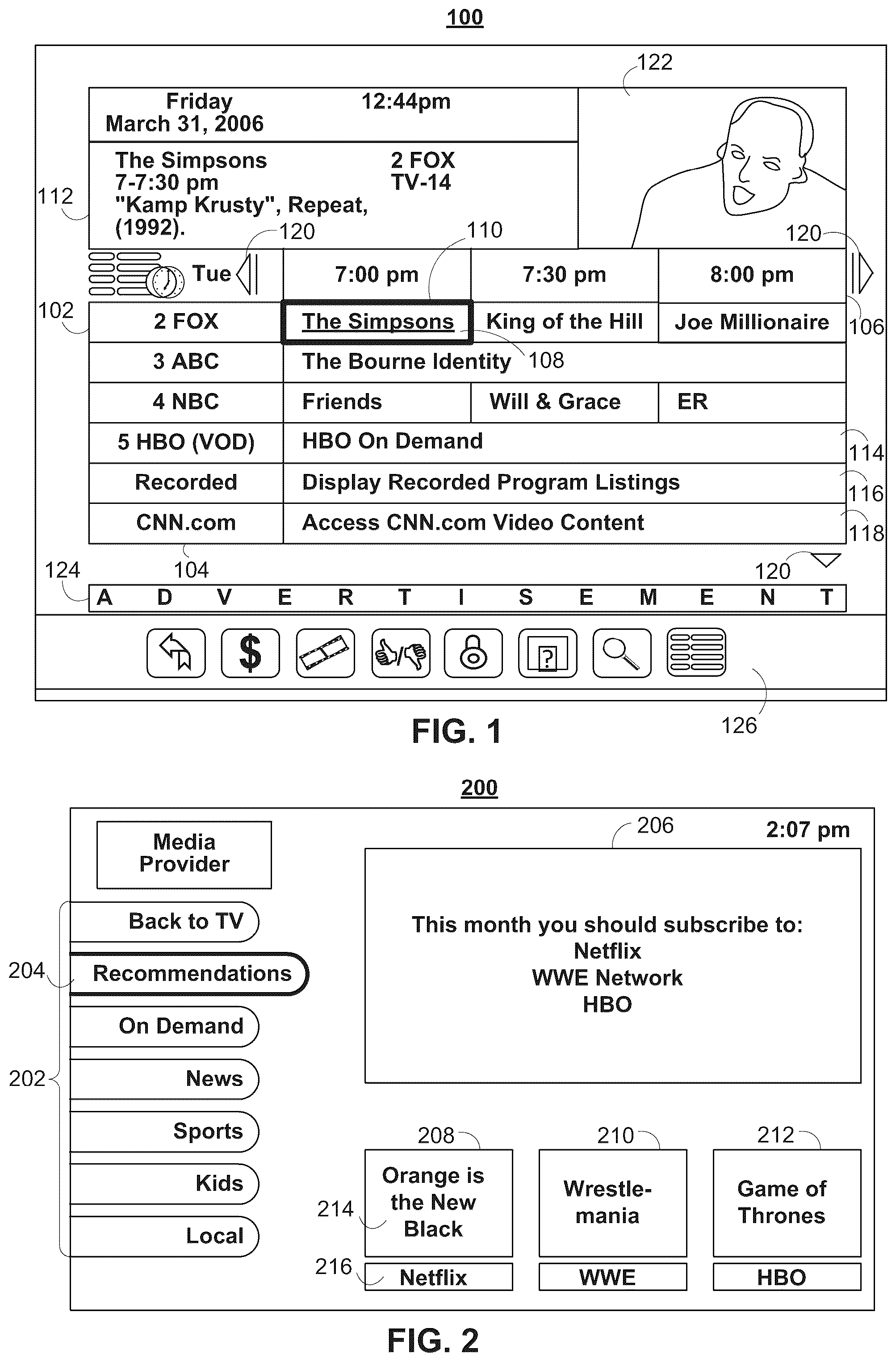 Patent US12120370 — Methods and systems for managing media subscriptions — Figure 1