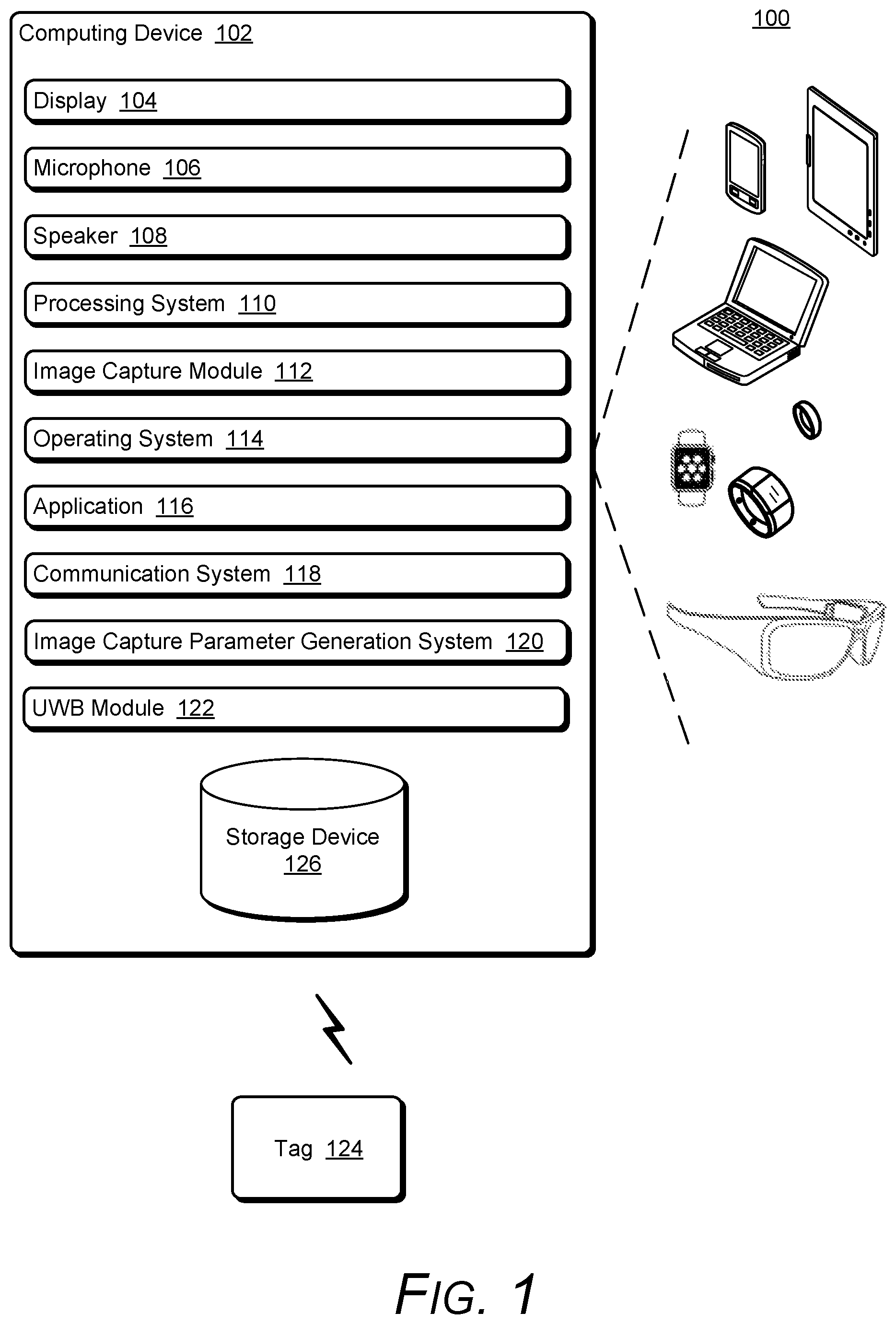 Patent US12120431 — Tag assisted image capture parameter generation — Figure 1