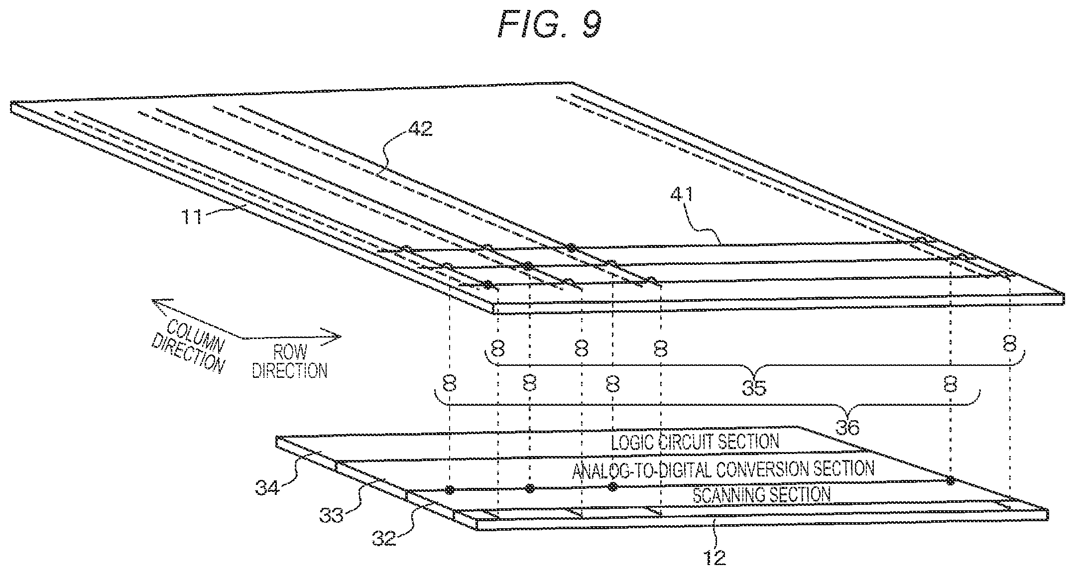 Patent US12120449 Figure 9 – Image capturing device and electronic apparatus with stacked chip structure
