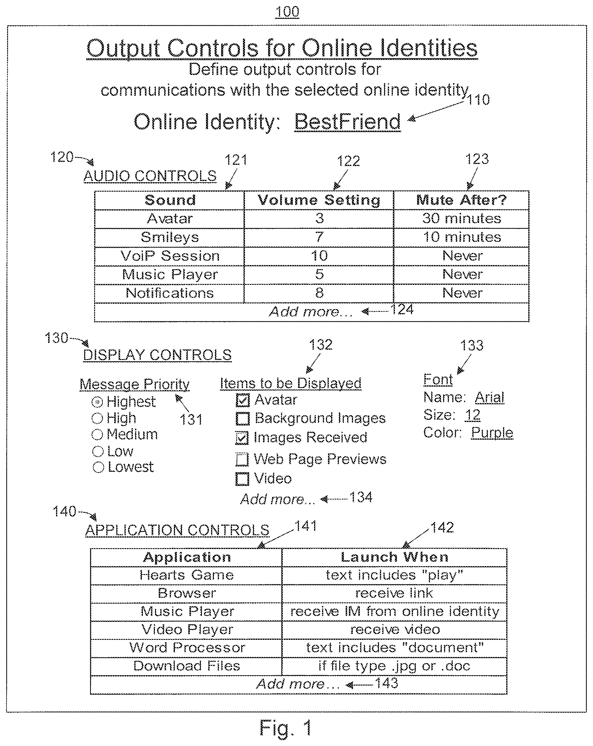 Patent US12120458 — Configuring output controls on a per-online identity and/or a per-online resource basis — Figure 1