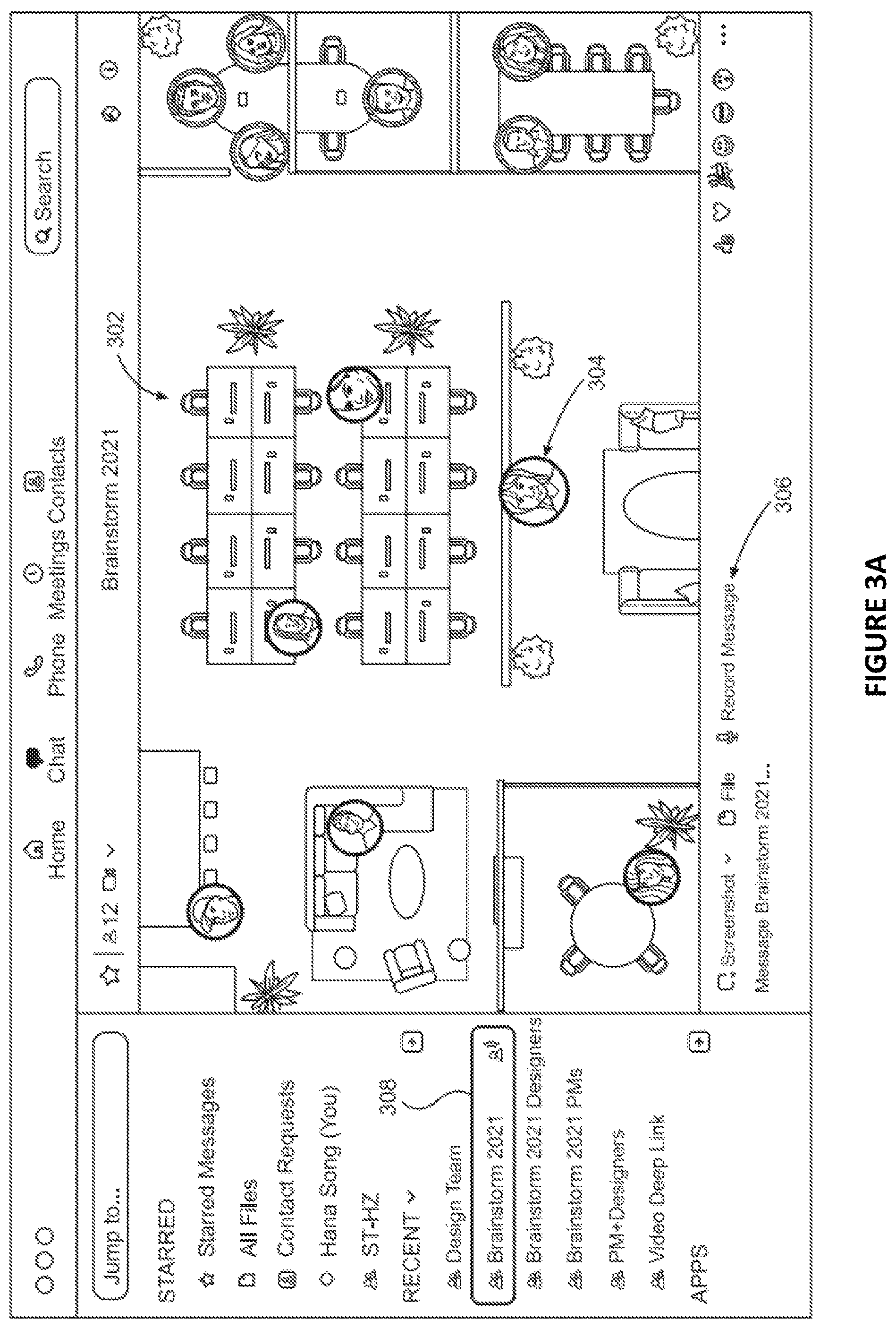 Patent US12120459 Figure 4 – Spatial chat view