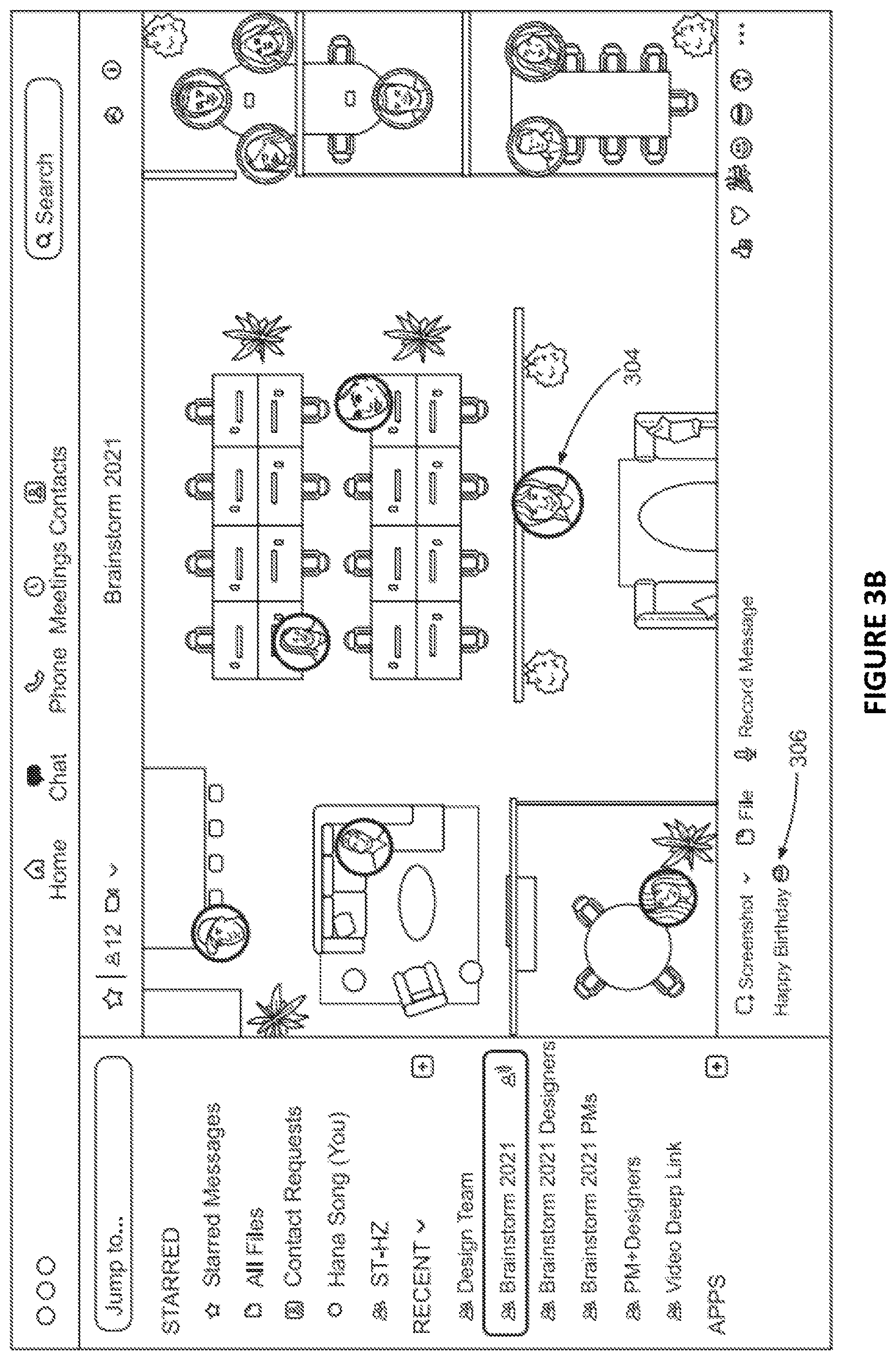 Patent US12120459 Figure 5 – Spatial chat view