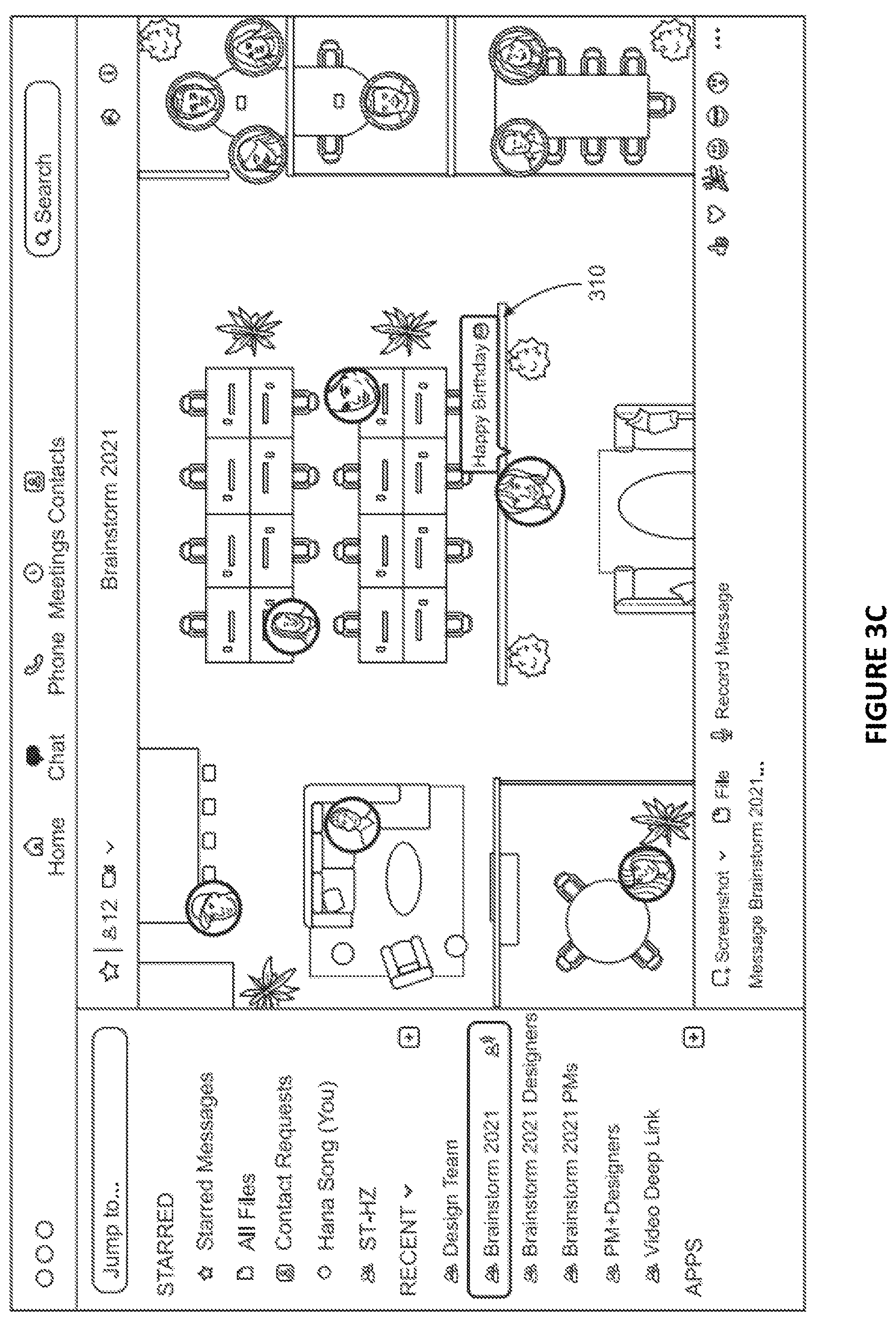 Patent US12120459 Figure 6 – Spatial chat view
