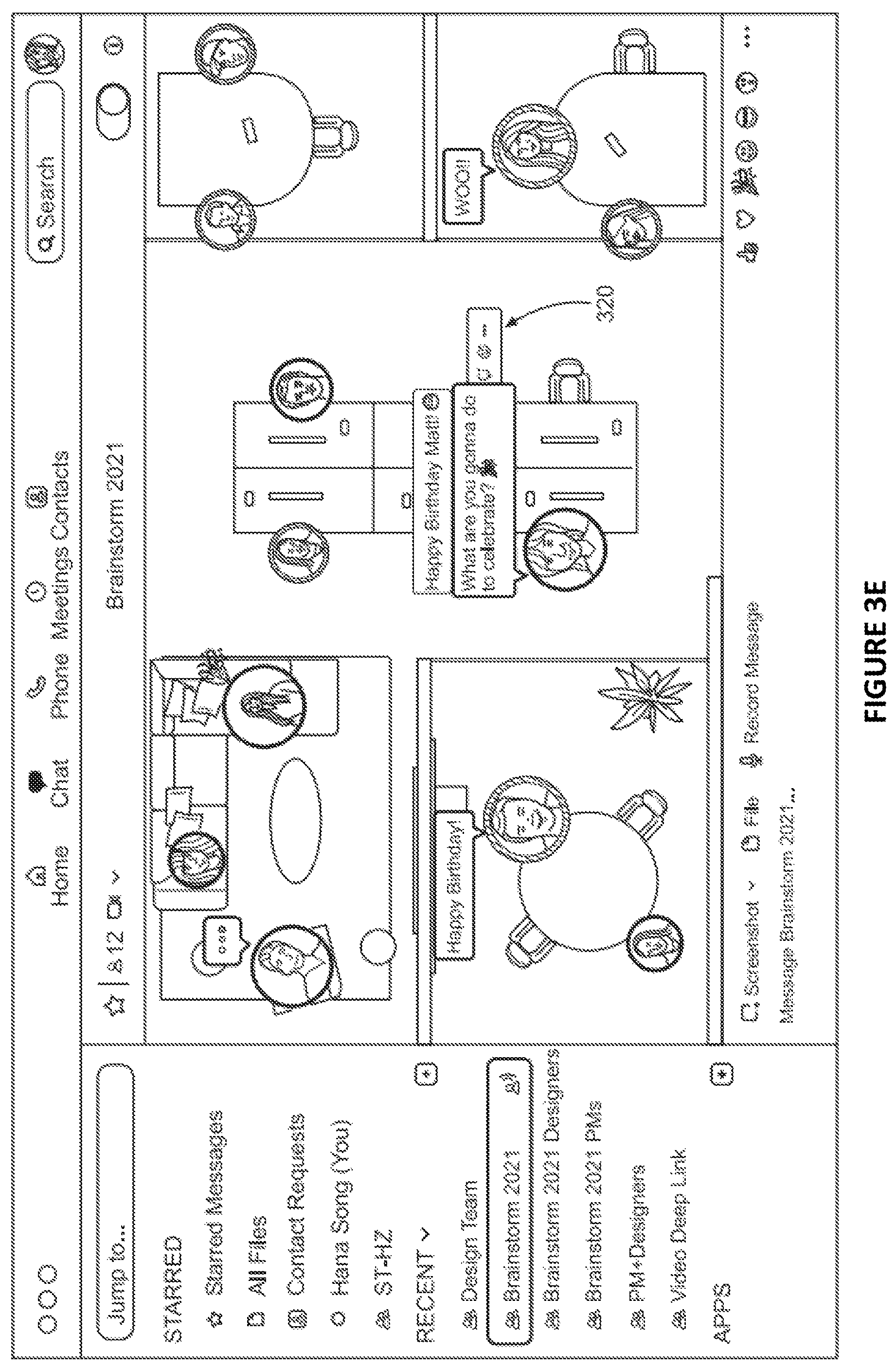 Patent US12120459 Figure 8 – Spatial chat view